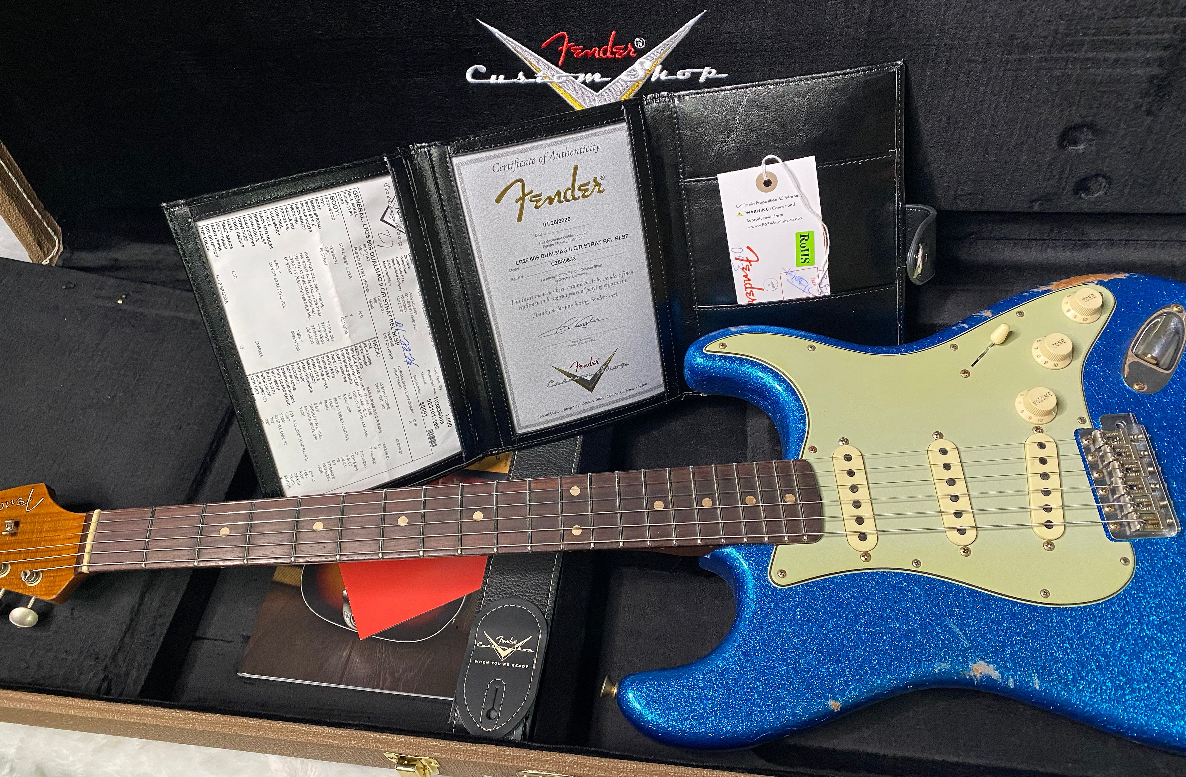 NEW ! Fender Custom Shop Limited Edition 1960's DUALMAG II Stratocaster - Journeyman Relic - Aged Blue Sparkle Finish - AAA Rosewood Board - Authorized Dealer - 7.9lbs - G07110