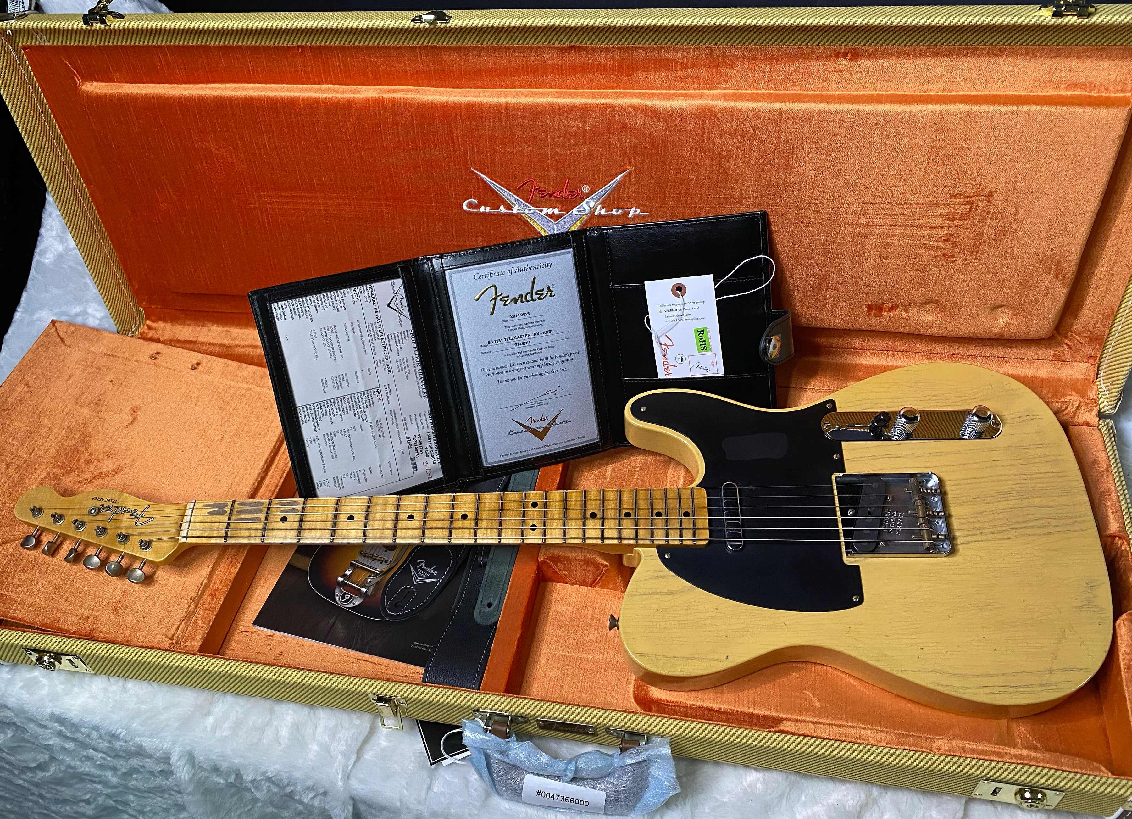 NEW! Fender Custom Shop 1951 Telecaster Journeyman Relic - Aged NoCaster Blonde - 7.2lbs - Authorized Dealer - G07112