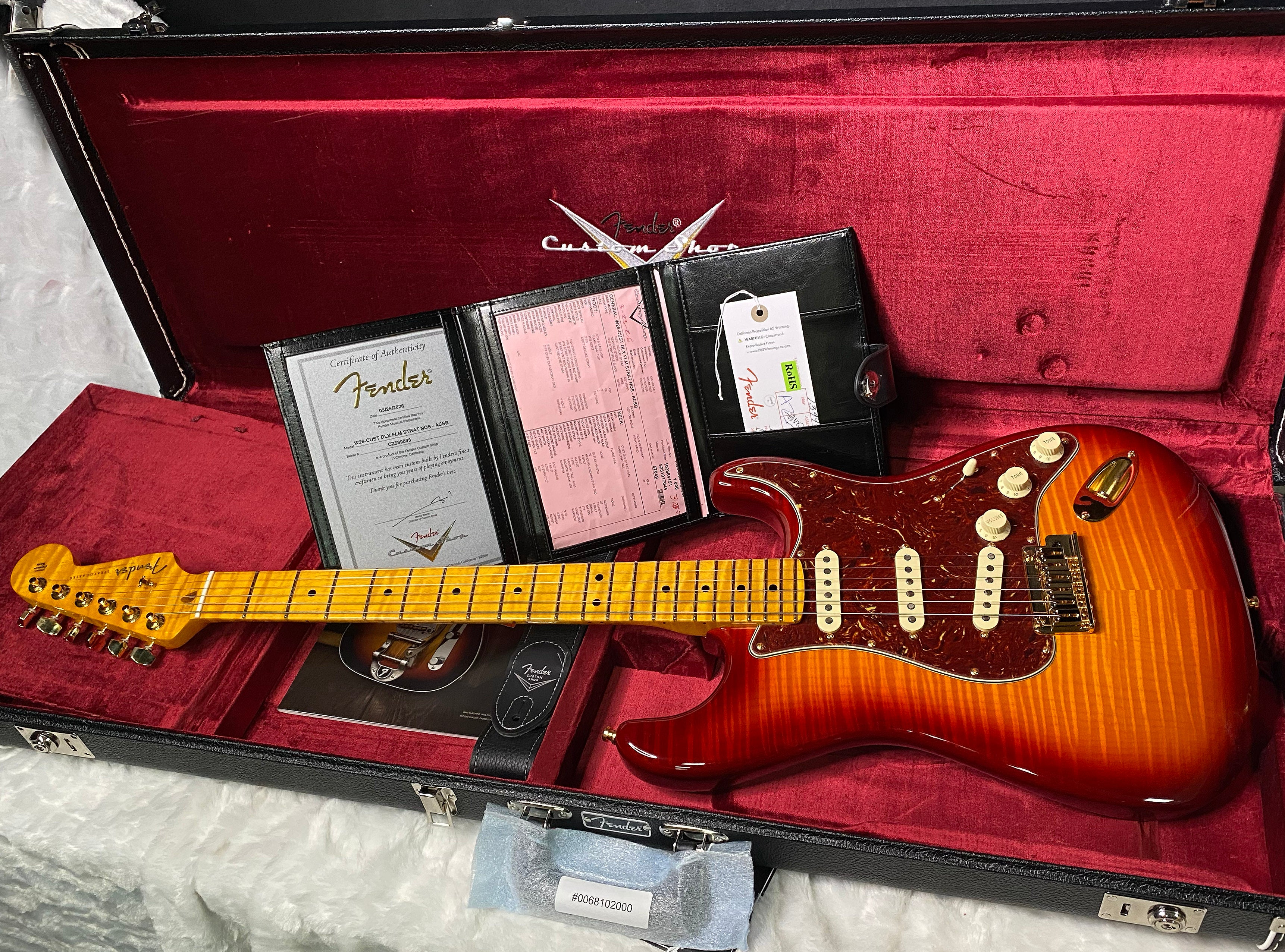 NEW! Fender Limited Edition Custom Deluxe AAA Flame Stratocaster - Hand Wound Pick-Ups - Gold Hardware - Aged Cherry Sunburst - 7.6lbs - Authorized Dealer - G07114 - WOW!