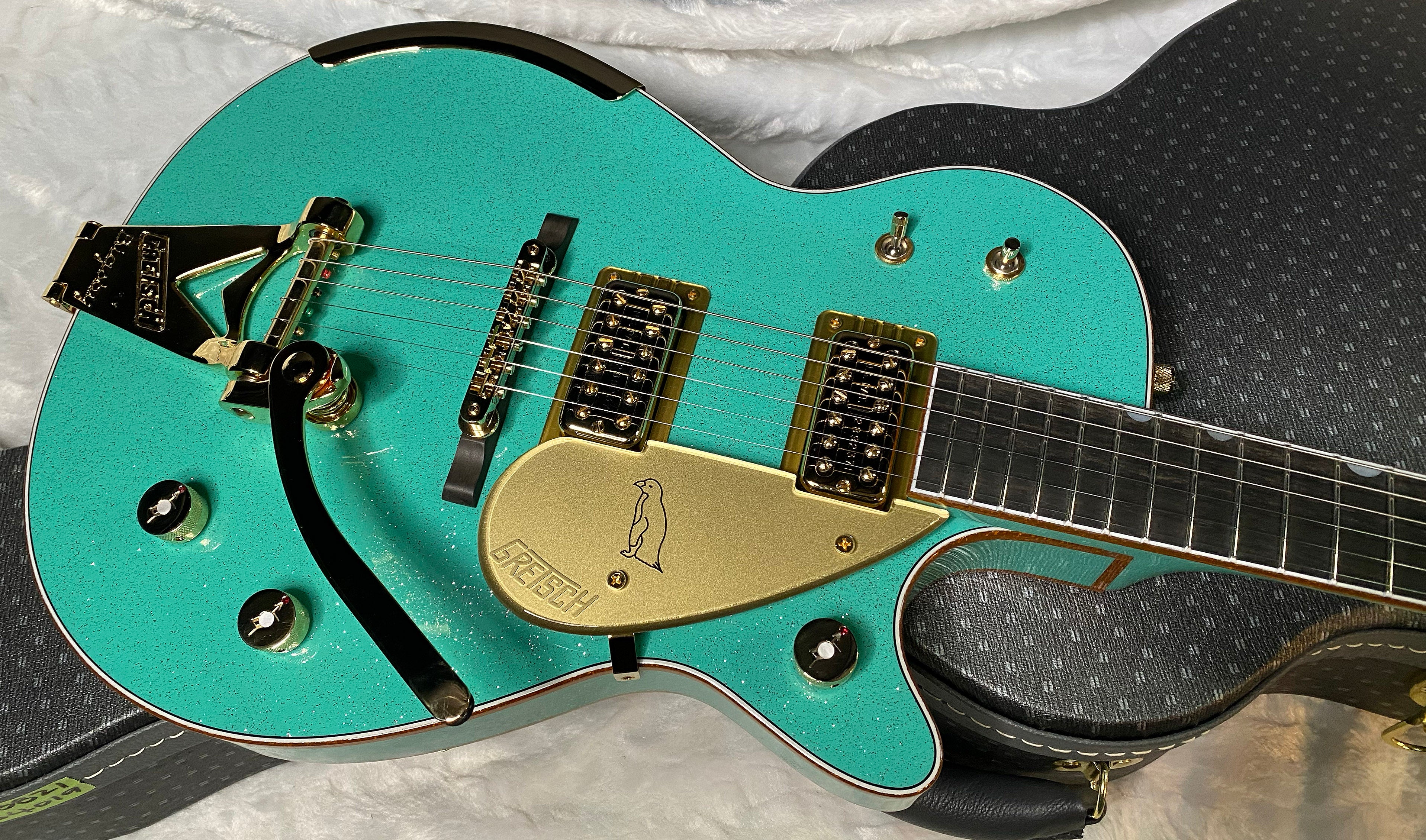 NEW! Gretsch G6134CS-59 Penguin - Bigsby - Master Built - Gonzalo Madrigal - Seafoam Green Sparkle - Authorized Dealer! RARE! Weighs 8.55 lbs - G07128