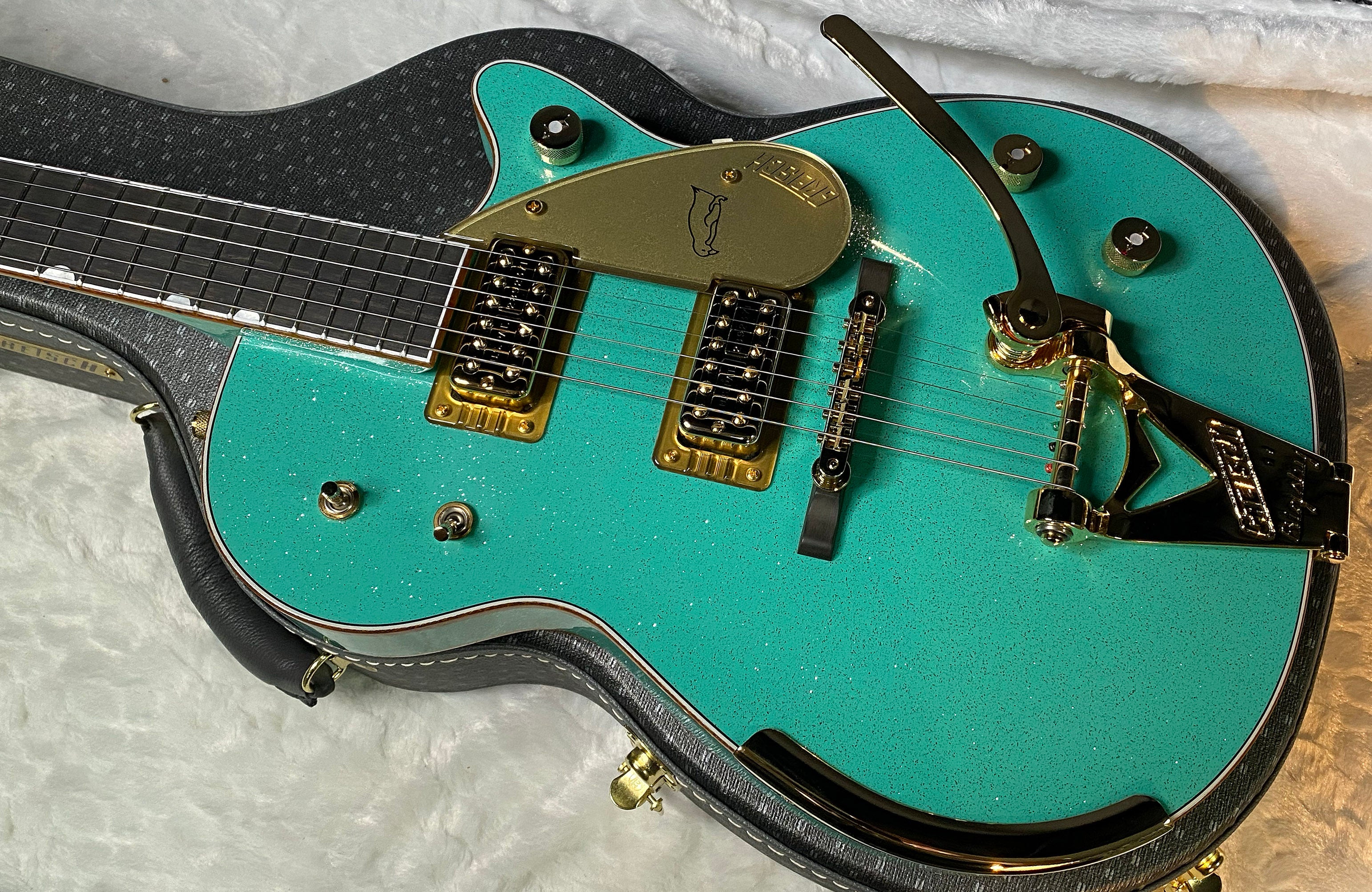 NEW! Gretsch G6134CS-59 Penguin - Bigsby - Master Built - Gonzalo Madrigal - Seafoam Green Sparkle - Authorized Dealer! RARE! Weighs 8.55 lbs - G07128