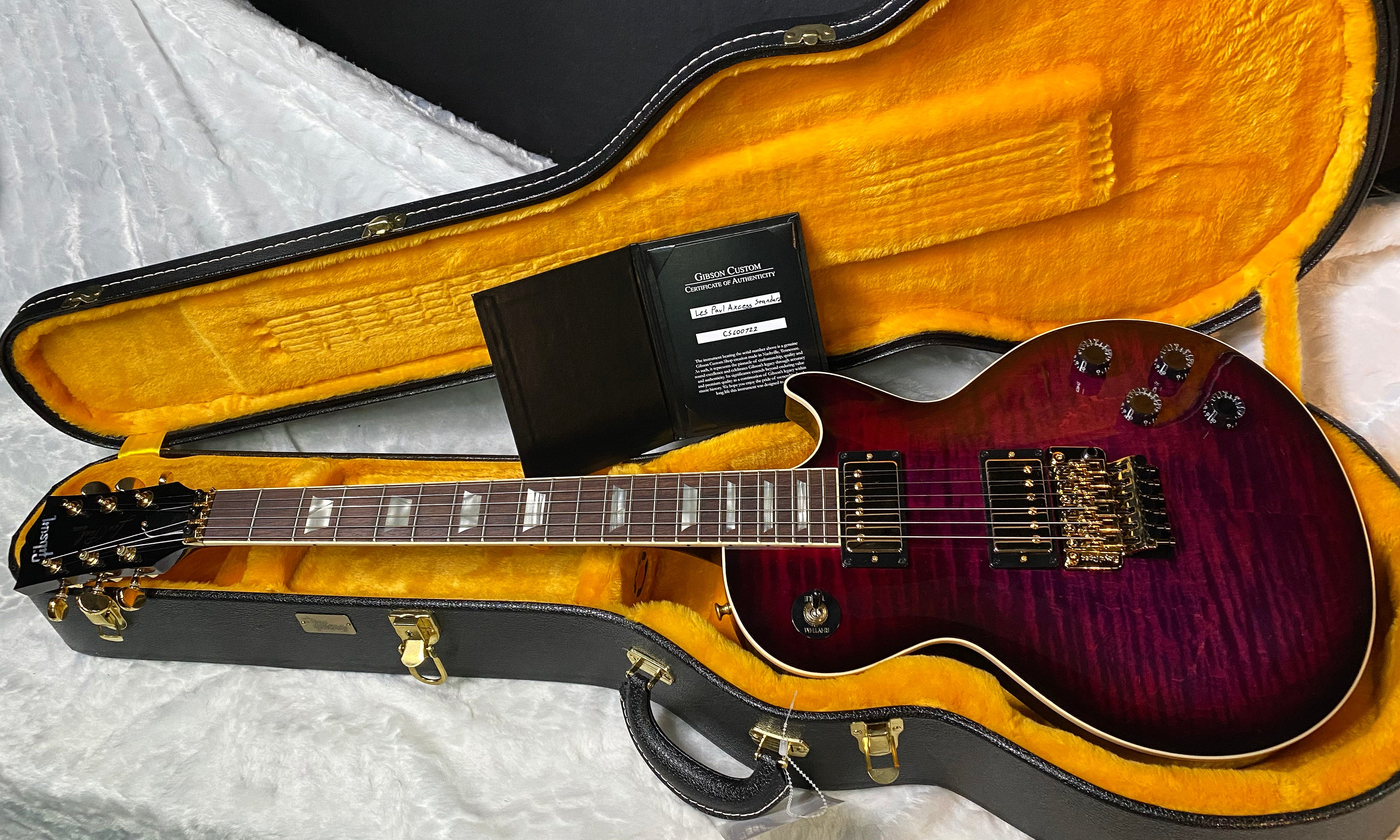 NEW! Gibson Custom Les Paul Axcess Standard Figured Top Floyd Rose Electric Guitar - Greatest Hits II - Authorized Dealer - Tri-Berry Burst - WOW! 8.35lbs - G07129