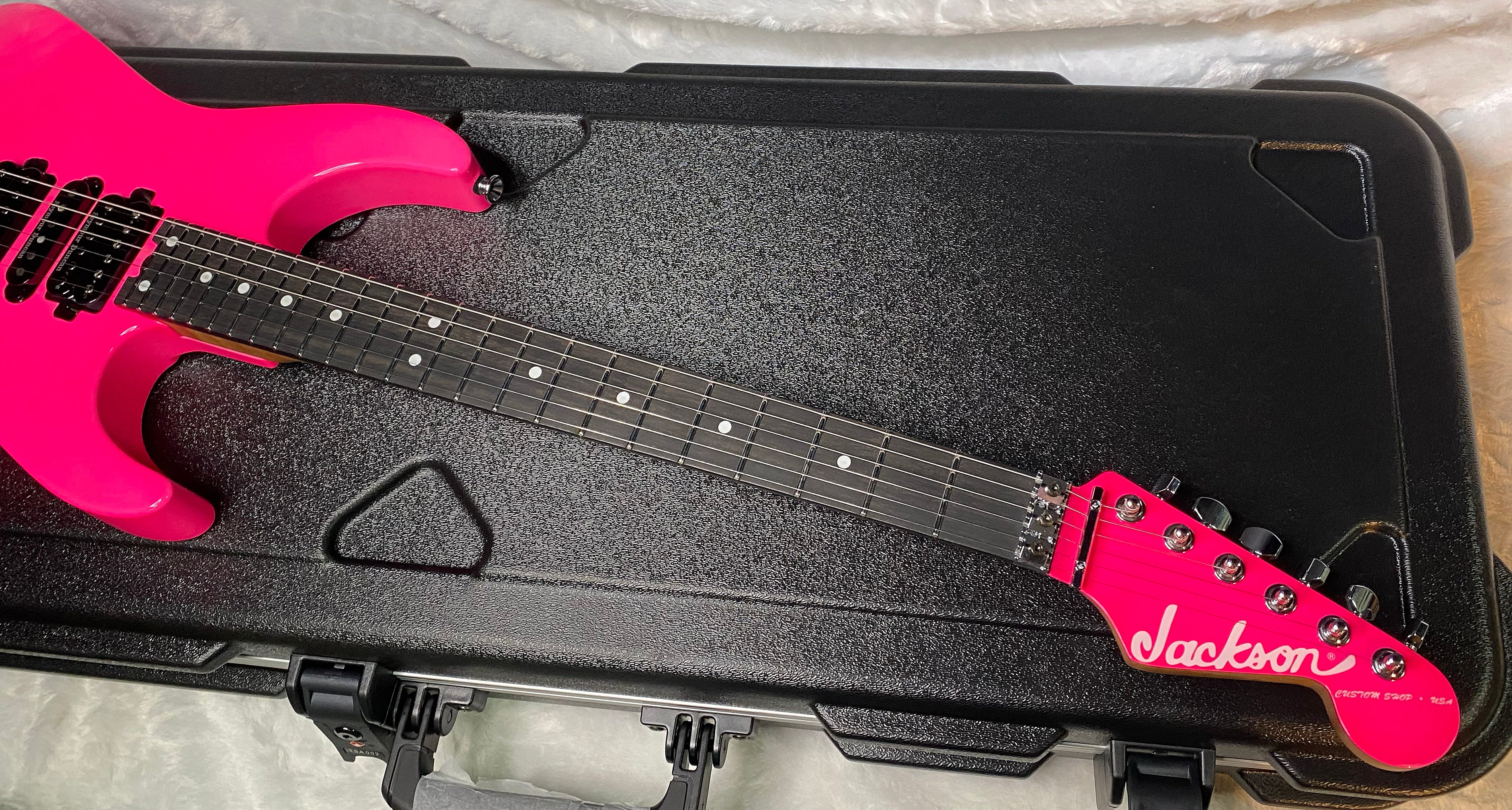 NEW ! Jackson Custom Shop Dinky HSH - Roasted Maple Neck & Ebony Fretboard - DK - Neon Pink - Authorized Dealer - 8.1 lbs - G07143
