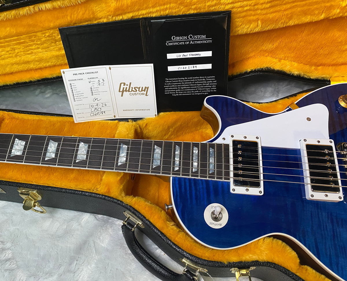 NEW! Gibson Custom Les Paul Standard Electric Guitar - Trans Blue - 9.7lbs - Authorized Dealer - G07878