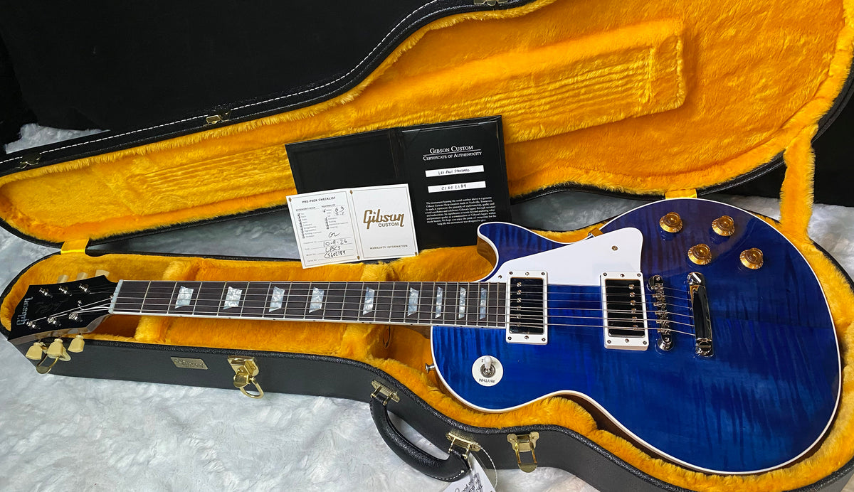 NEW! Gibson Custom Les Paul Standard Electric Guitar - Trans Blue - 9.7lbs - Authorized Dealer - G07878