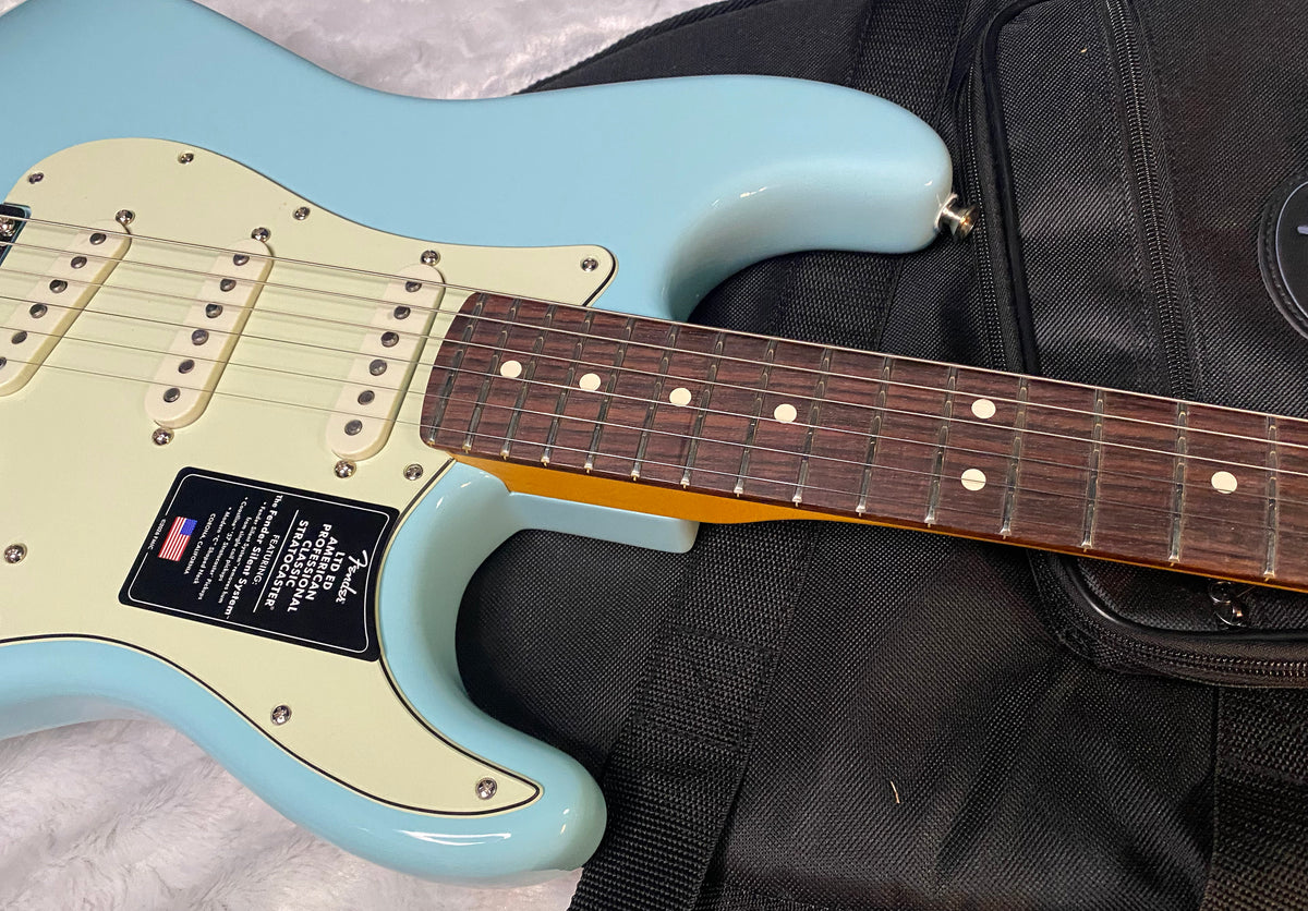 NEW! Fender Limited Edition American Professional Classic Stratocaster featuring the Silent System - Daphne Blue - Authorized Dealer - G07876