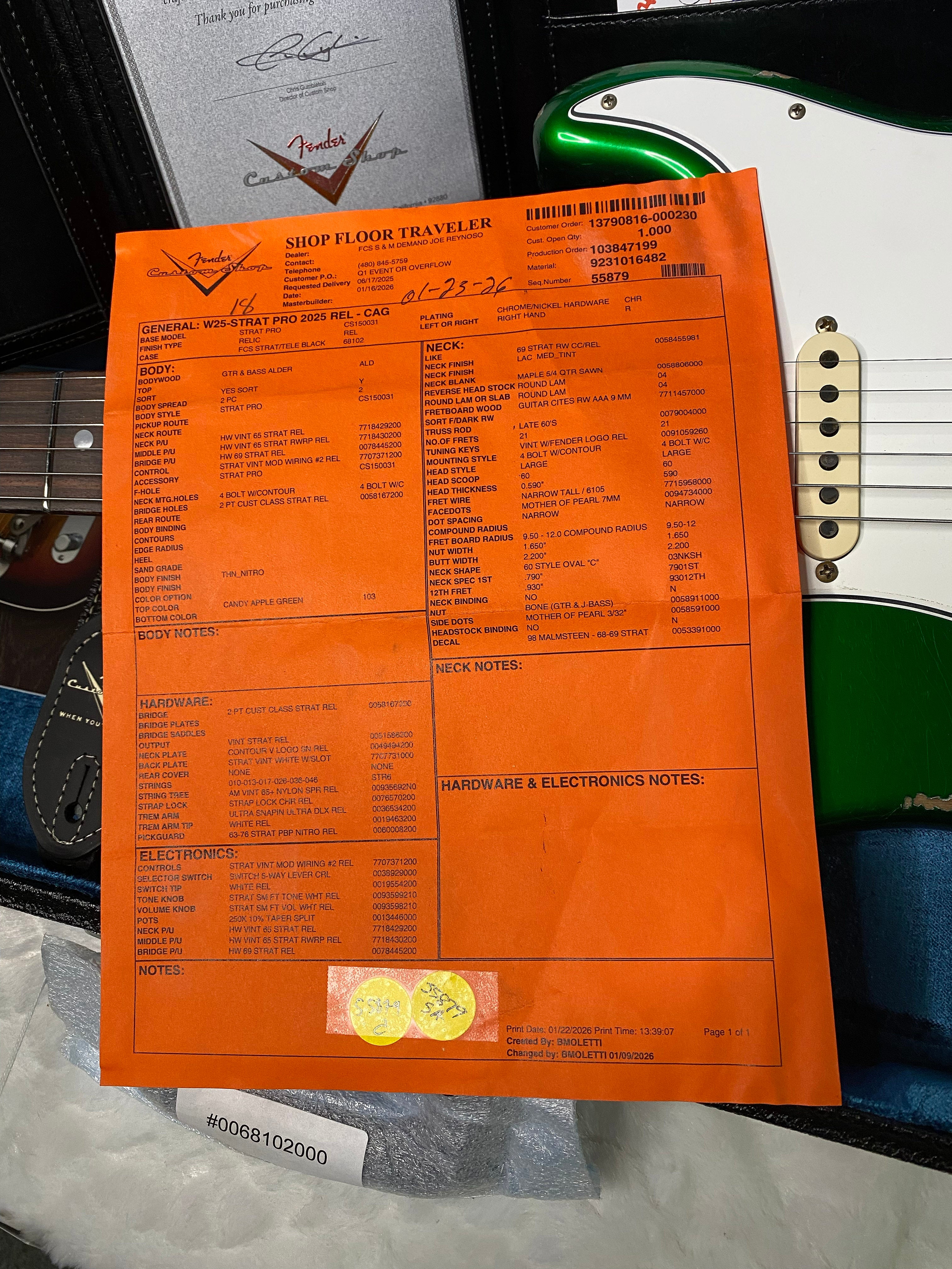 NEW! Fender Custom Shop 2025 NAMM Limited Edition Stratocaster PRO Relic - Candy Green - Authorized Dealer - 7.9 lbs - G06488