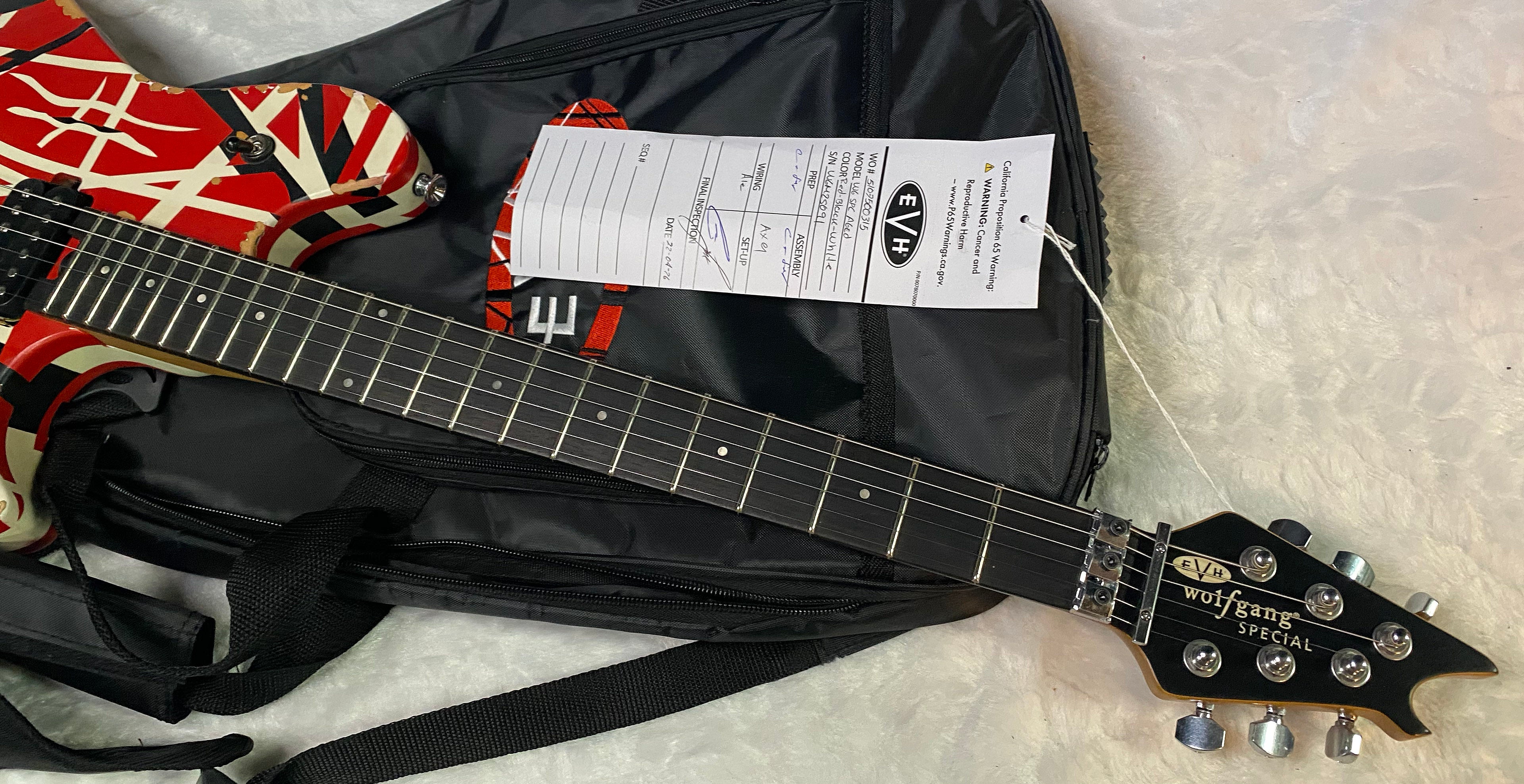 NEW ! EVH Limited Edition Wolfgang Special Striped Series - Ebony Fingerboard, Red, Black, White, Aged - 8lbs - Authorized Dealer - G07161