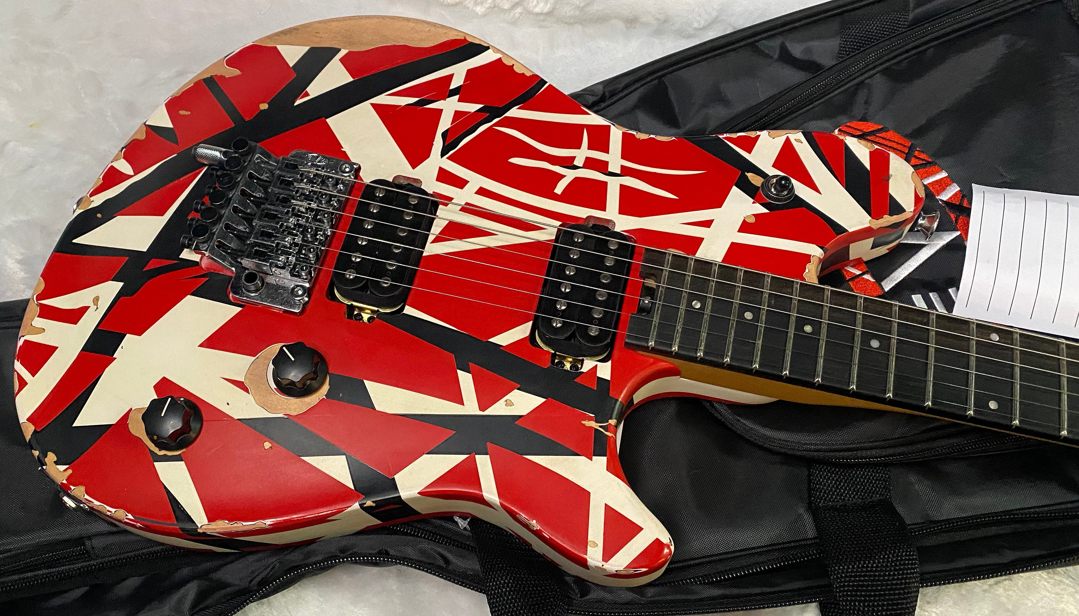 NEW ! EVH Limited Edition Wolfgang Special Striped Series - Ebony Fingerboard, Red, Black, White, Aged - 8lbs - Authorized Dealer - G07159
