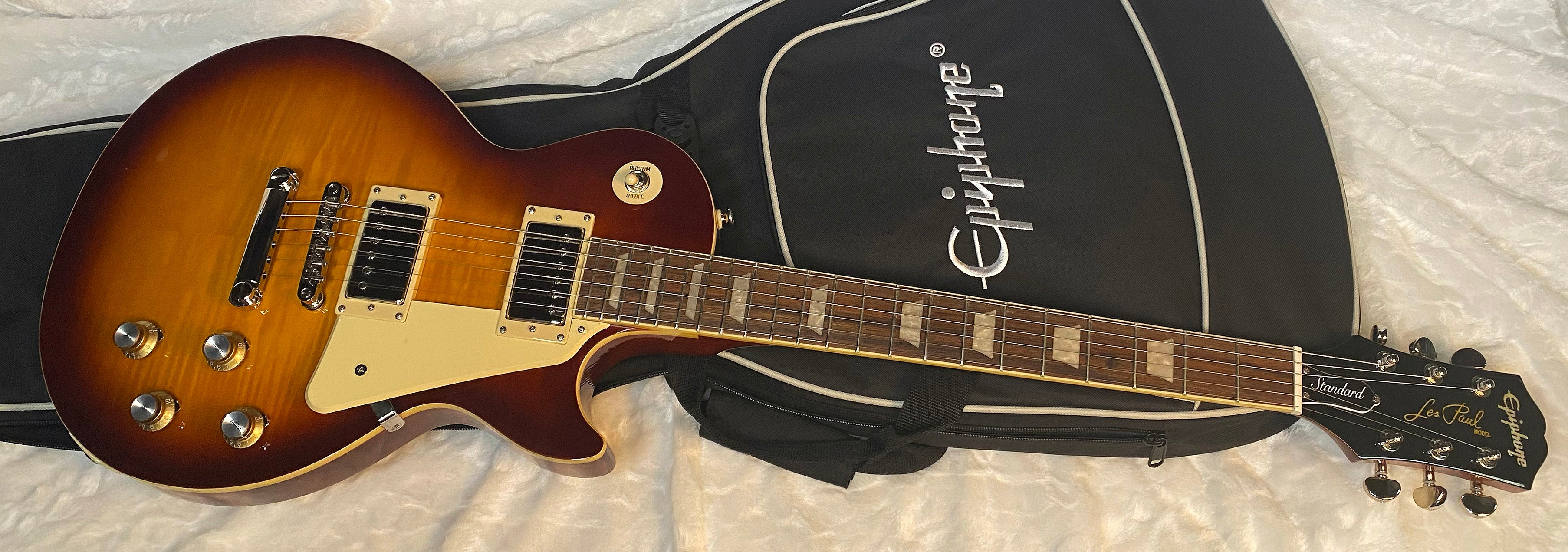 NEW ! Epiphone Les Paul Standard '60s Figured Top Electric Guitar - Iced Tea Burst - Gig Bag - Authorized Dealer - 8.6lbs - G05085