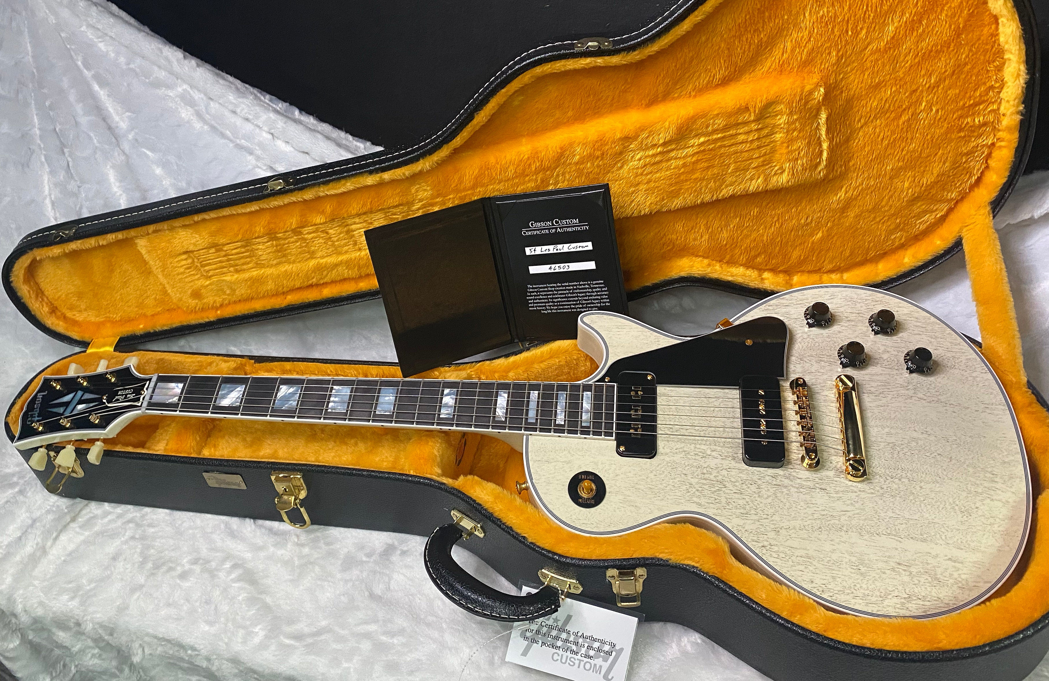 NEW ! Gibson Custom Shop Historic '54 Les Paul Custom Reissue Dealer Select - P-90's Staple Pick-Up - TV White - VOS - Authorized Dealer - 9.3 lbs - G07164