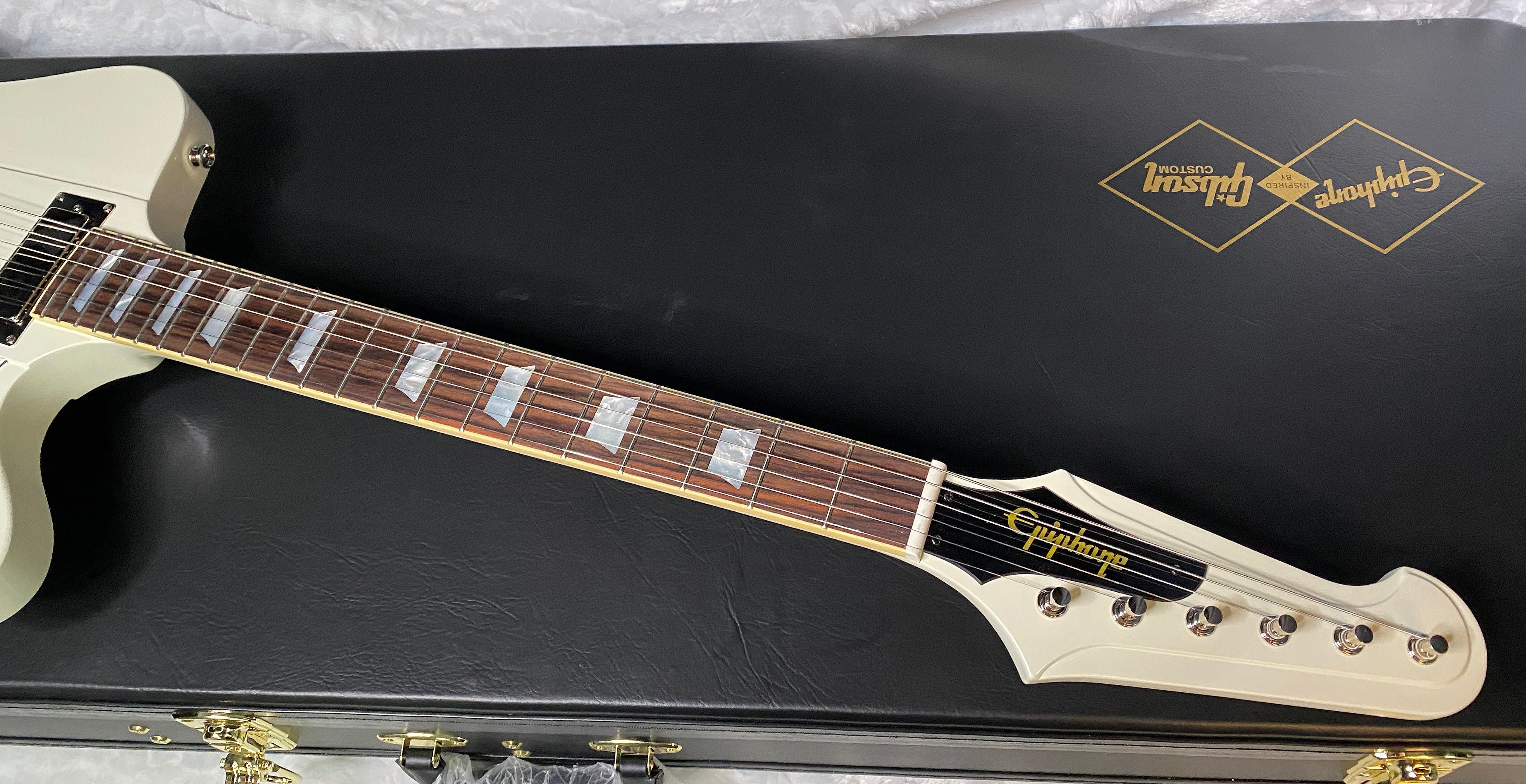 NEW! Epiphone inspired by Gibson 1963 Firebird V Electric Guitar - Polaris White - Authorized Dealer - Hardshell Case - G05075