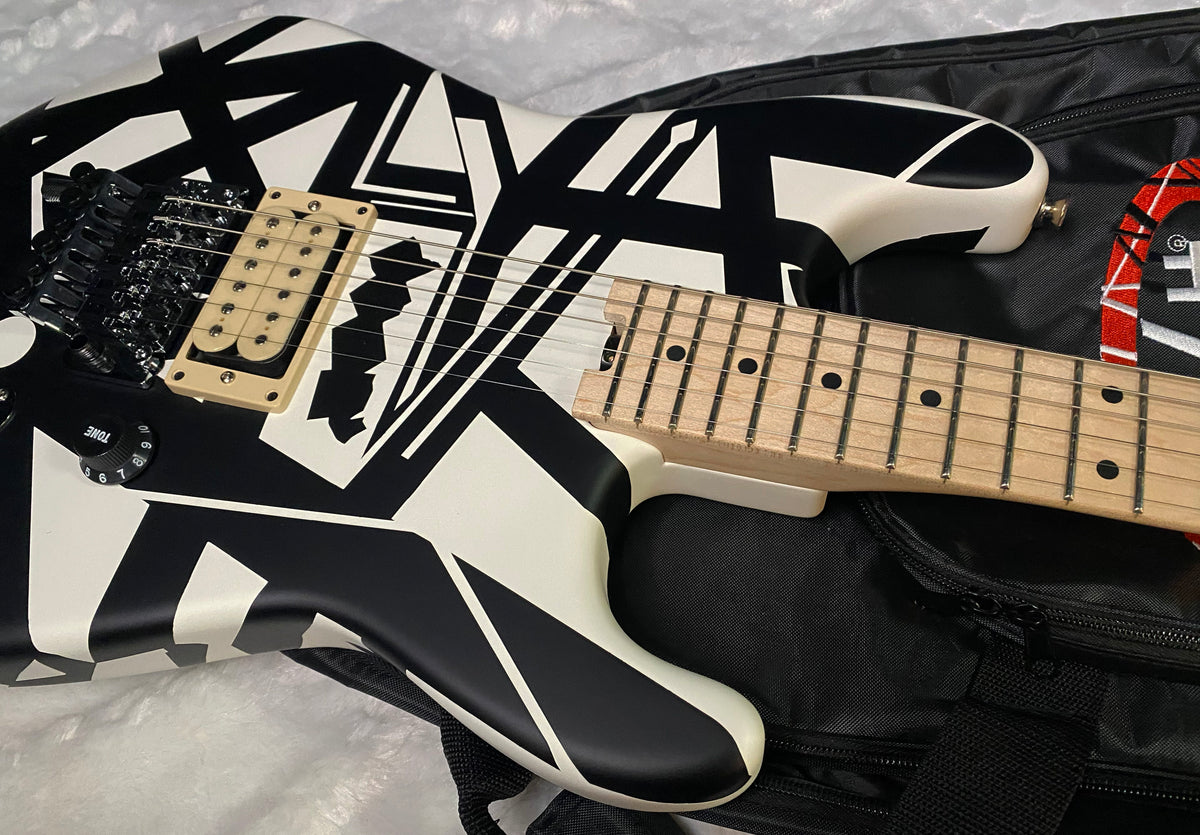 NEW EVH Striped Series Shapes Electric Guitar - White and Black - Gig Bag - 7.4lbs - Authorized Dealer - G07843