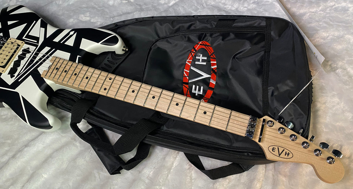NEW EVH Striped Series Shapes Electric Guitar - White and Black - Gig Bag - 7.4lbs - Authorized Dealer - G07843