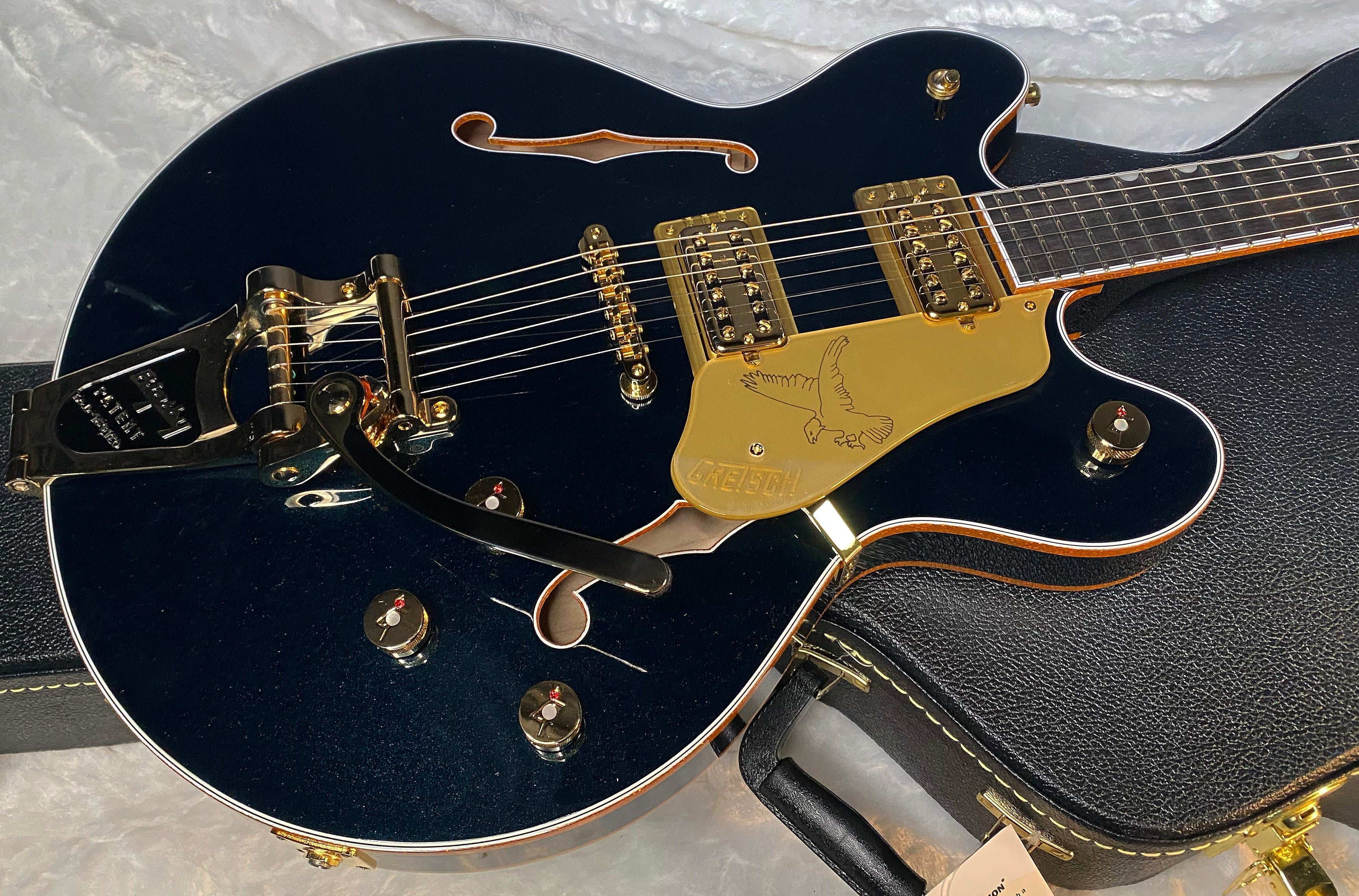 NEW! Gretsch Falcon Center Block LTD String-Thru Bigsby Gold Hardware - Ebony Board - Midnight Sapphire - Hardshell Case - Japan - Authorized Dealer - G06545
