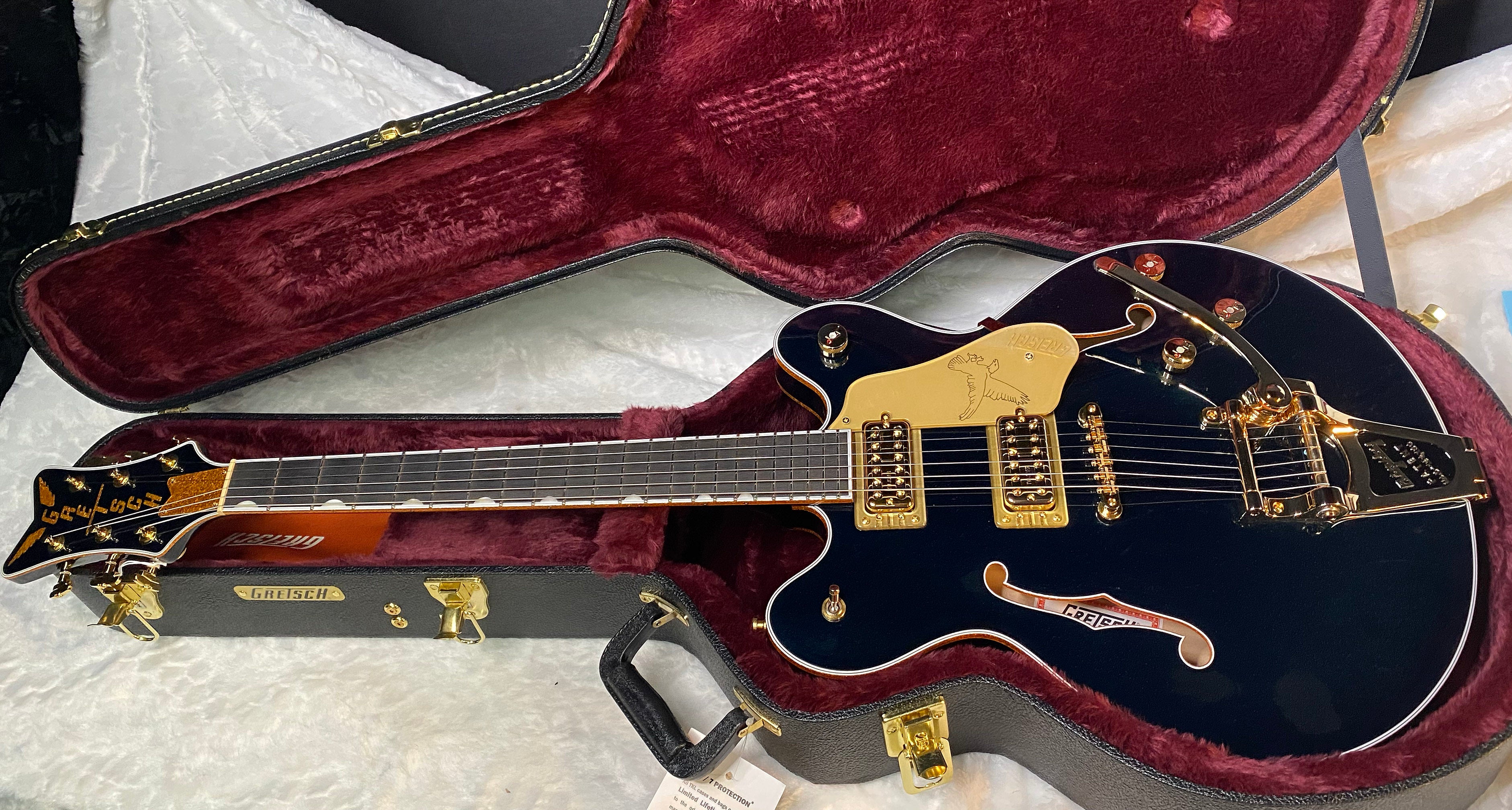 NEW! Gretsch Falcon Center Block LTD String-Thru Bigsby Gold Hardware - Ebony Board - Midnight Sapphire - Hardshell Case - Japan - Authorized Dealer - G06545