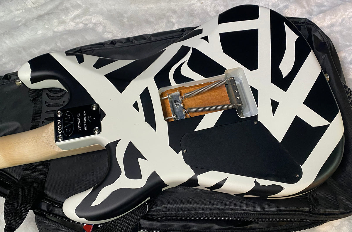 NEW EVH Striped Series Shapes Electric Guitar - White and Black - Gig Bag - 7.6lbs - Authorized Dealer - G07841