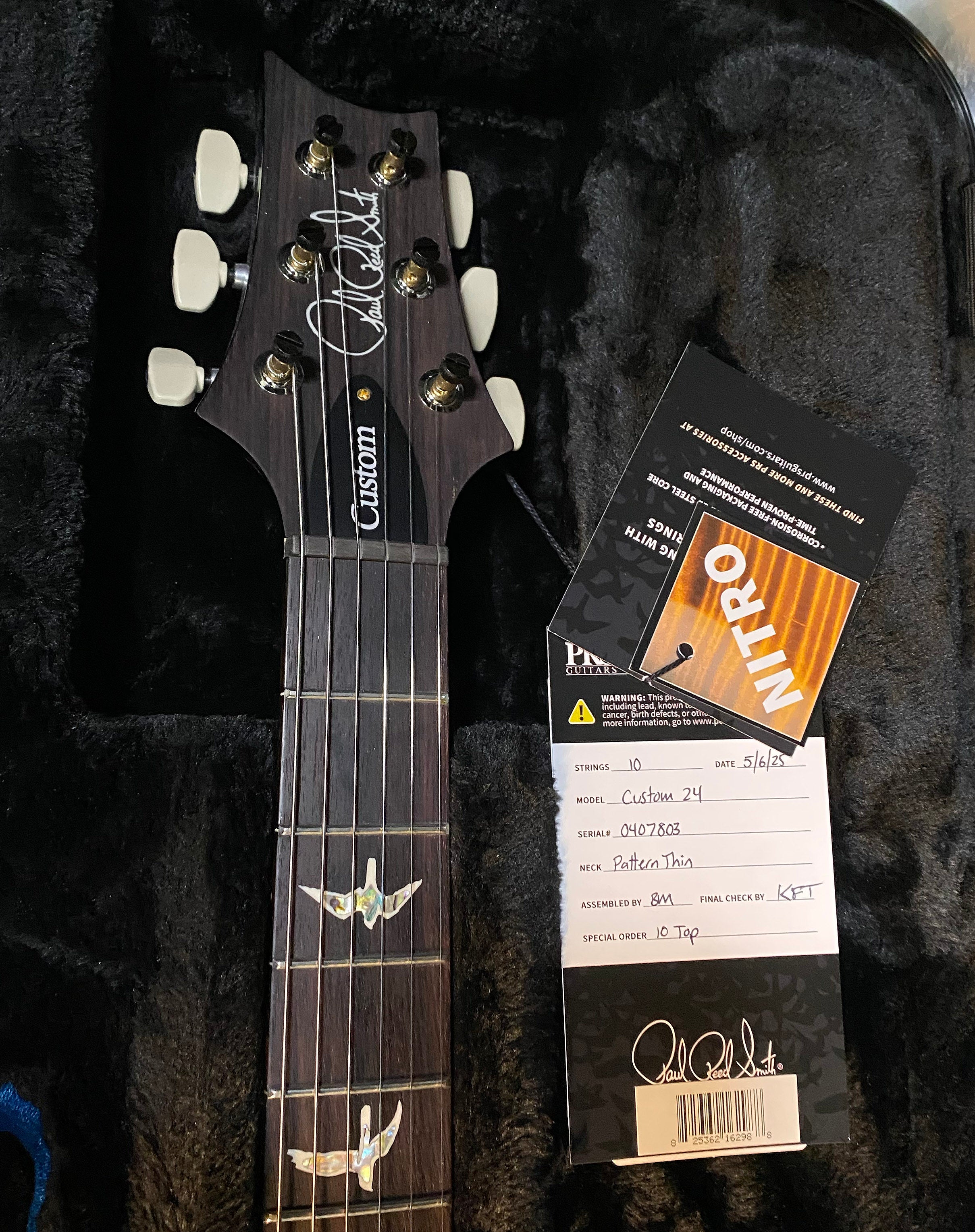 NEW! PRS Custom 24 - Paul Reed Smith - 10-Top ! Incredible Flame Top - Purple Iris Finish - Authorized Dealer - 7.4 lbs - G05093