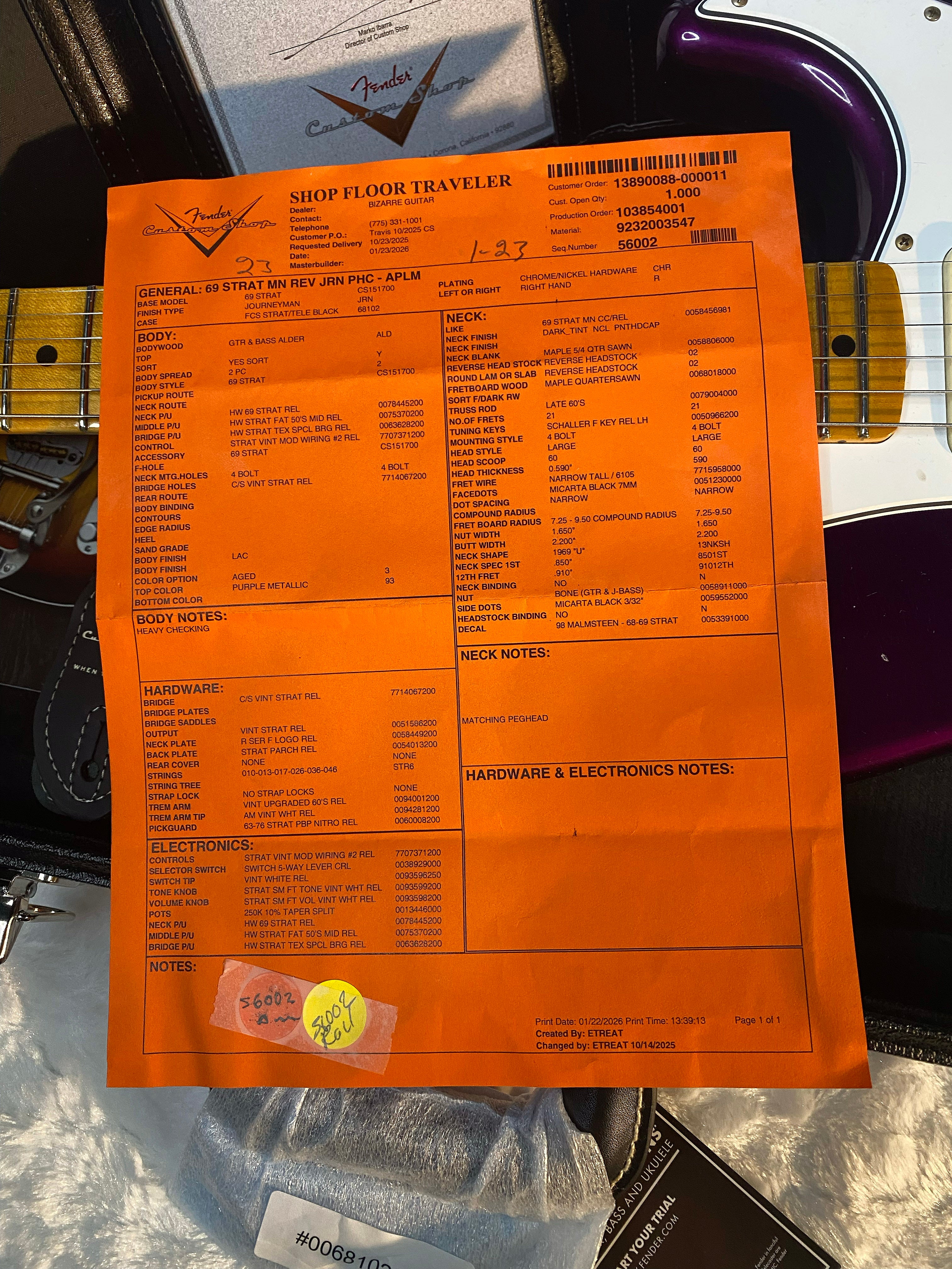 NEW! Fender Custom Shop Special Run '69 Stratocaster Journeyman Relic - Handwound P/U's - Aged Plum - Reverse Headstock - 7.8lbs - Authorized Dealer - One OFF! SUPRE RARE! G06583