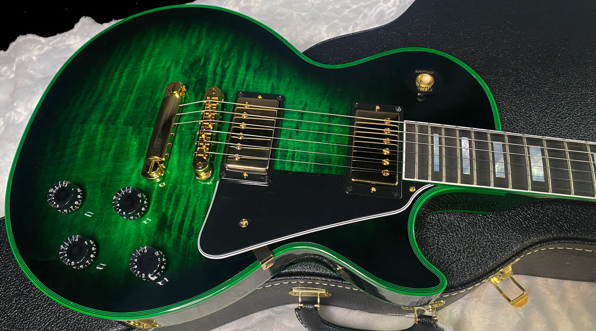 NEW! Gibson Dealer Select Custom Shop Les Paul Custom Green Widow AAA Figured Flame Top - Authorized Dealer - 9.7 lbs - G07919