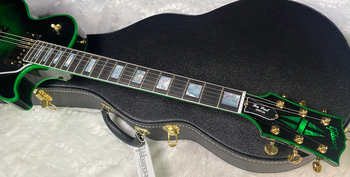 NEW! Gibson Dealer Select Custom Shop Les Paul Custom Green Widow AAA Figured Flame Top - Authorized Dealer - 9.7 lbs - G07919