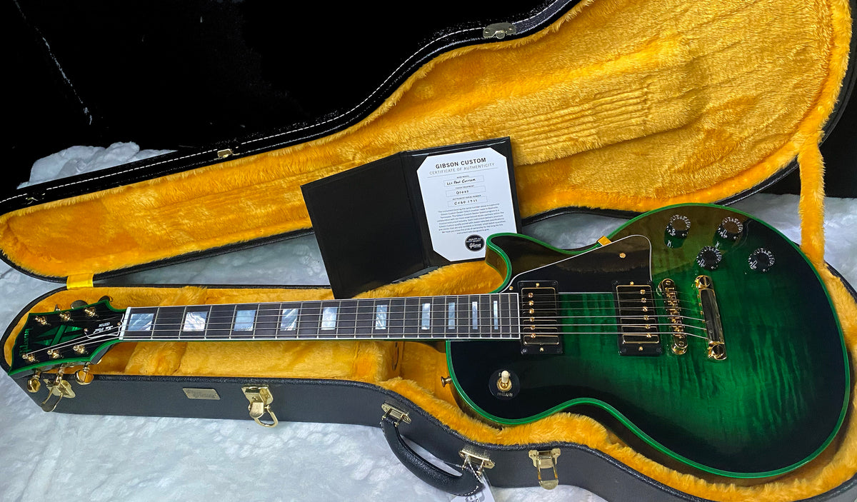 NEW! Gibson Dealer Select Custom Shop Les Paul Custom Green Widow AAA Figured Flame Top - Authorized Dealer - 9.7 lbs - G07919