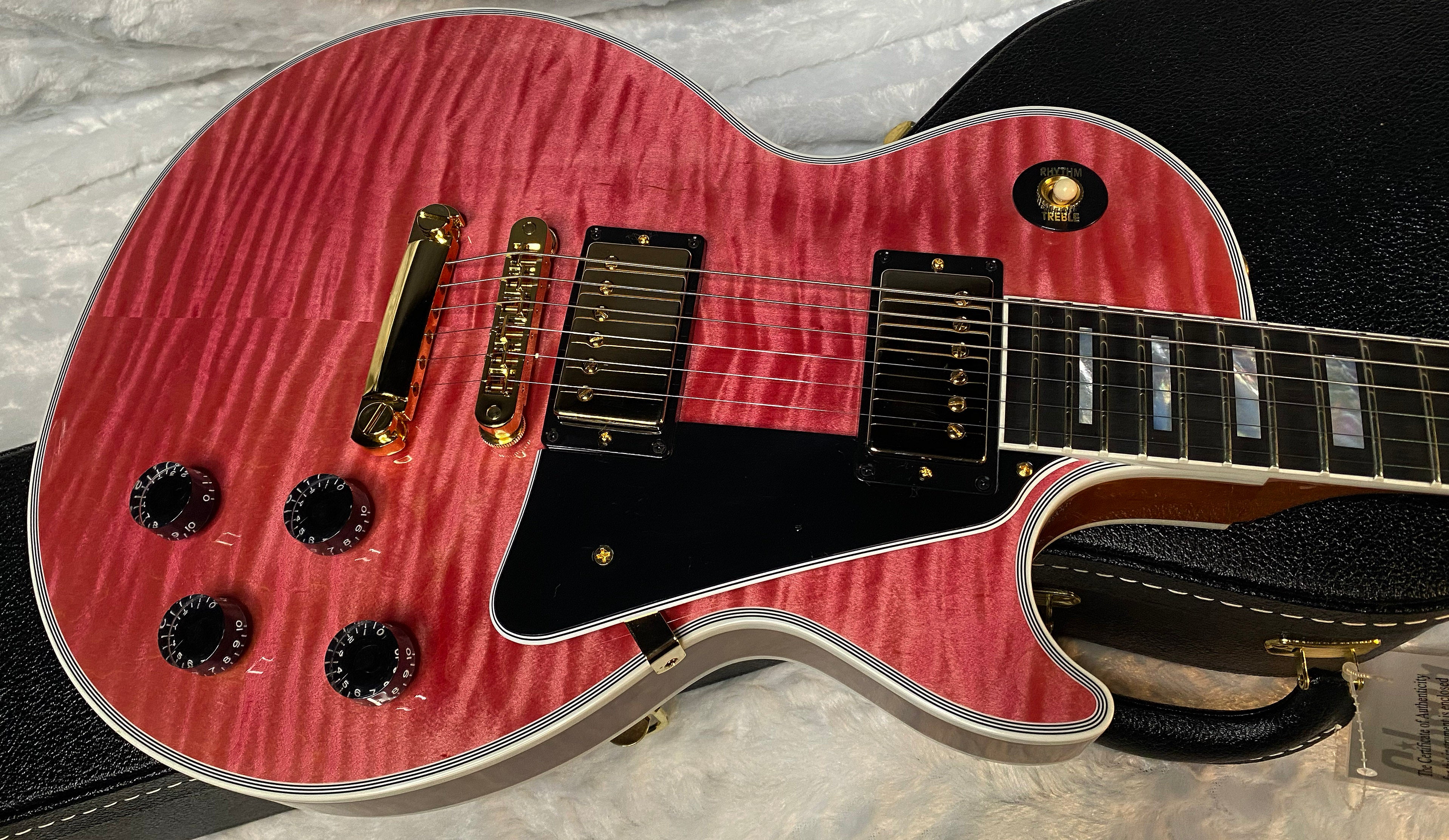 NEW! Gibson Dealer Select Custom Shop Les Paul Custom AAA Figured Top - Transparent Pink - Authorized Dealer - WOW! 8.8 lbs - G05750