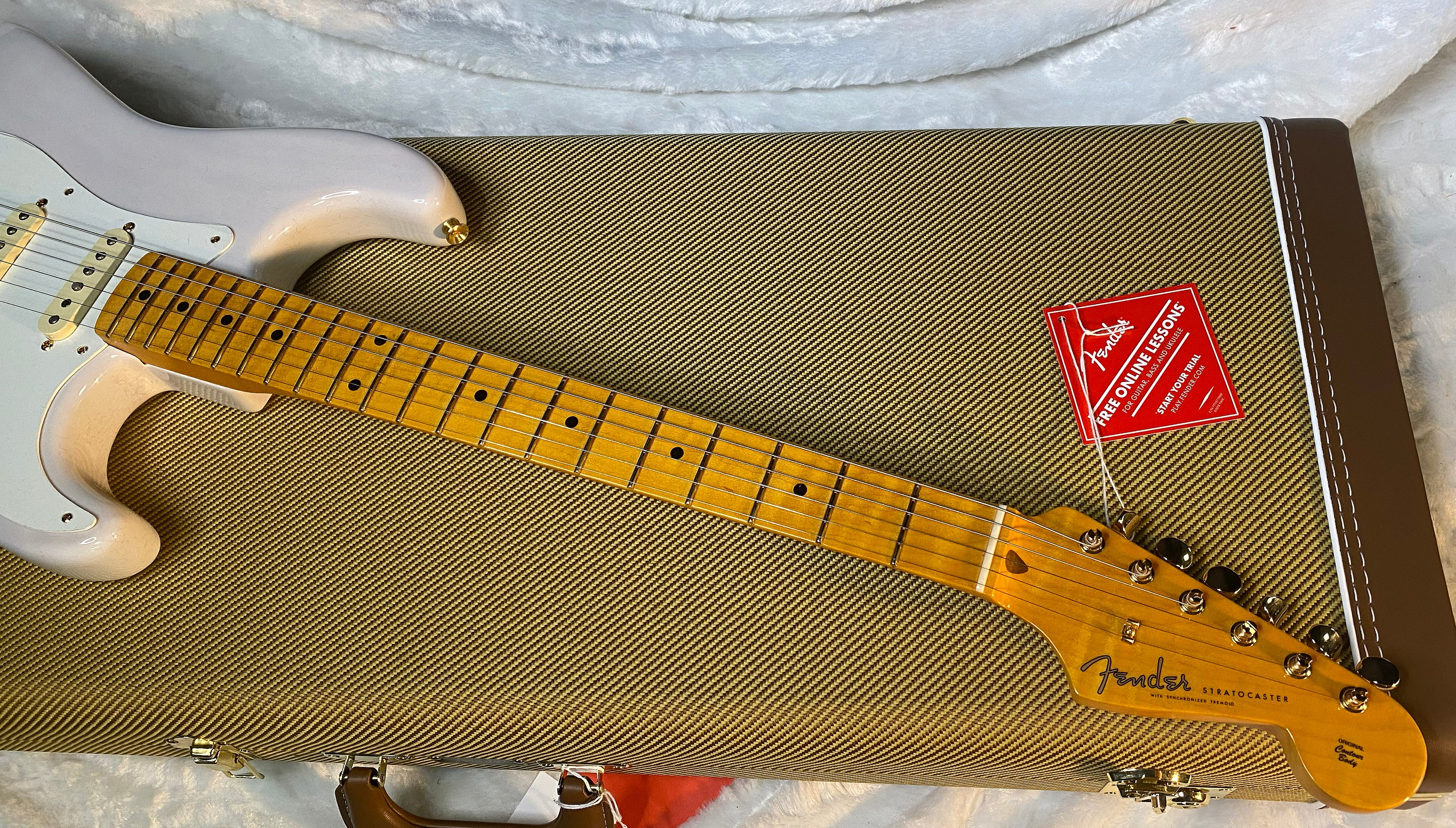 NEW! Fender American Vintage II 1957 Stratocaster - White Blonde Ash - AAA Flamed Maple Neck - Gold Hardware - Authorized Dealer - 8.1lbs - G06569