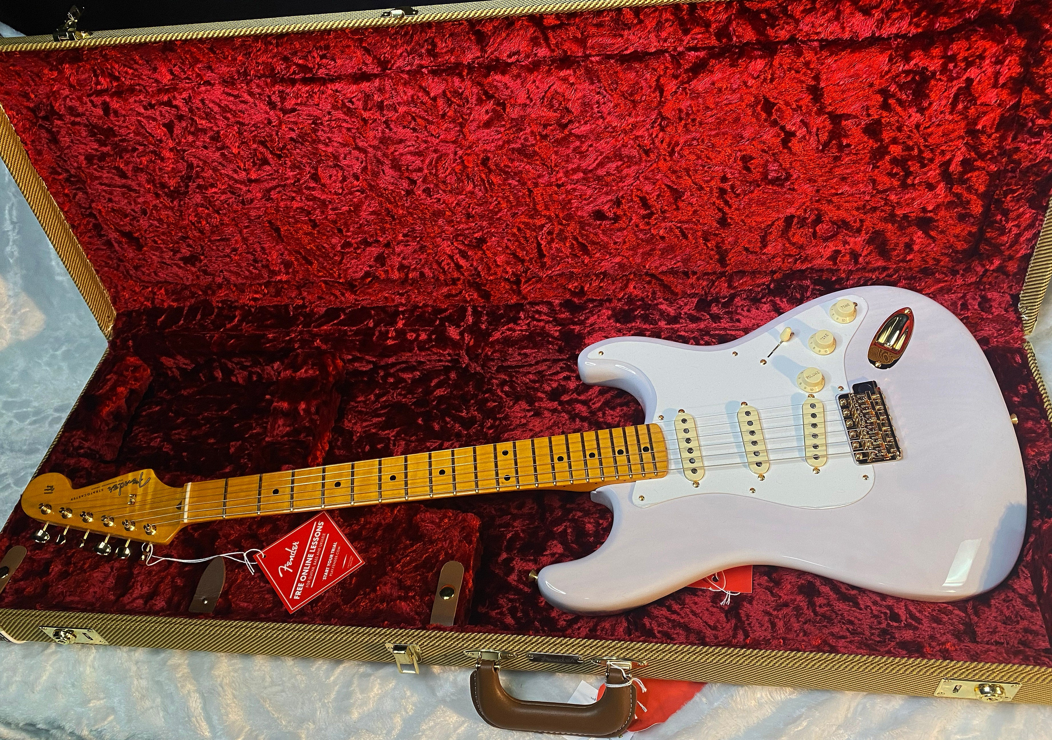 NEW! Fender American Vintage II 1957 Stratocaster - White Blonde Ash - AAA Flamed Maple Neck - Gold Hardware - Authorized Dealer - 8.1lbs - G06569