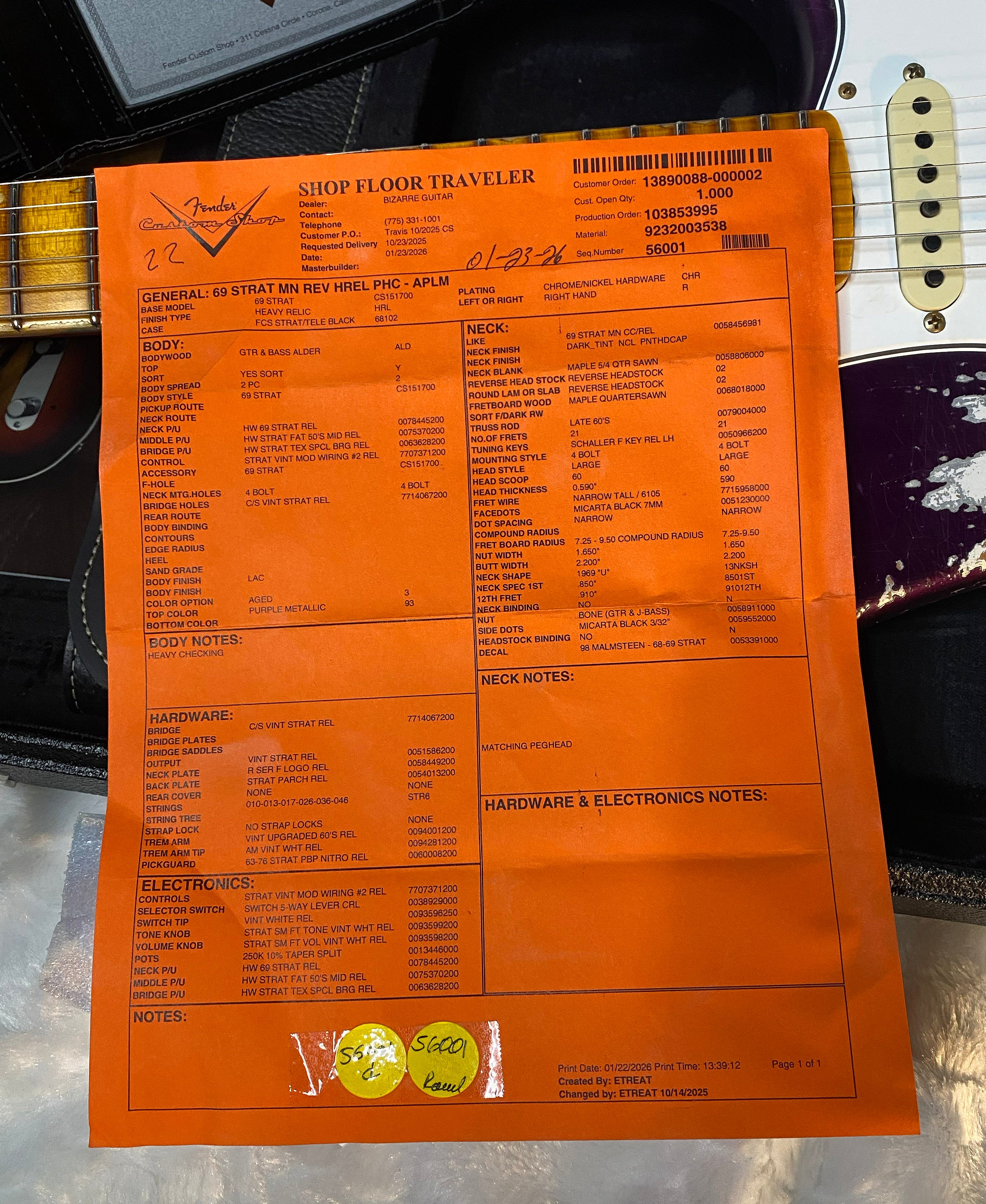 NEW! Fender Custom Shop Special Run '69 Stratocaster Heavy Relic - Handwound P/U's - Aged Plum - Reverse Headstock - 7.8lbs - Authorized Dealer - One OFF! SUPRE RARE! G06592