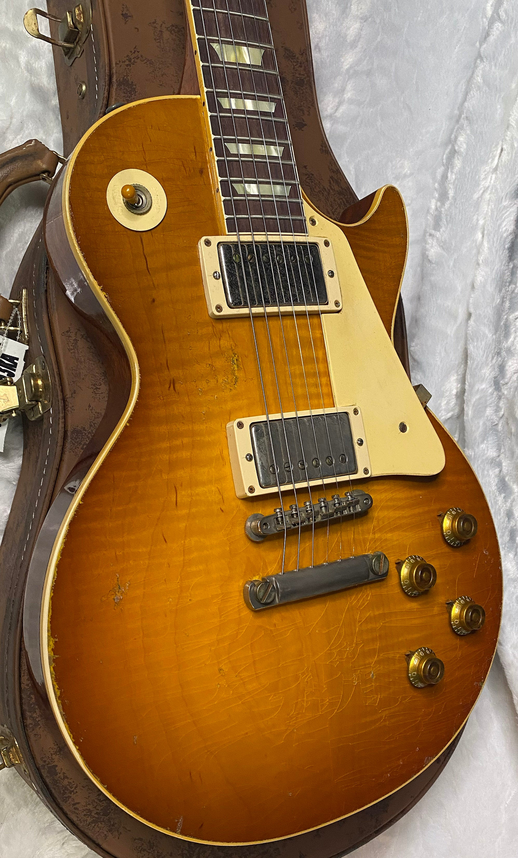 NEW! Gibson Custom 1959 Les Paul Standard Mismatched Top Electric Guitar - Gold Poppy Burst, Heavy Aged - Only 8.1lbs - G07185