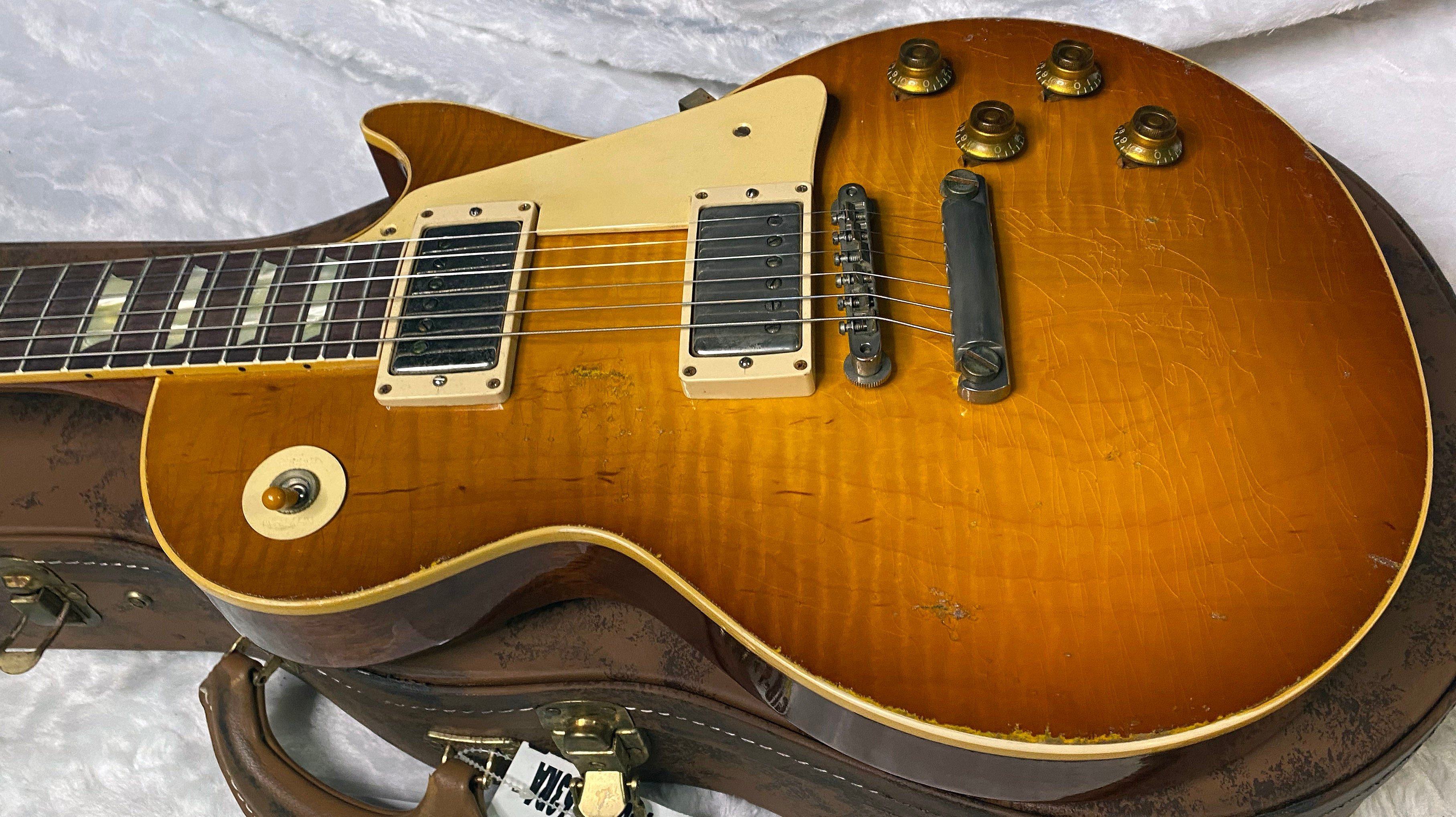 NEW! Gibson Custom 1959 Les Paul Standard Mismatched Top Electric Guitar - Gold Poppy Burst, Heavy Aged - Only 8.1lbs - G07185