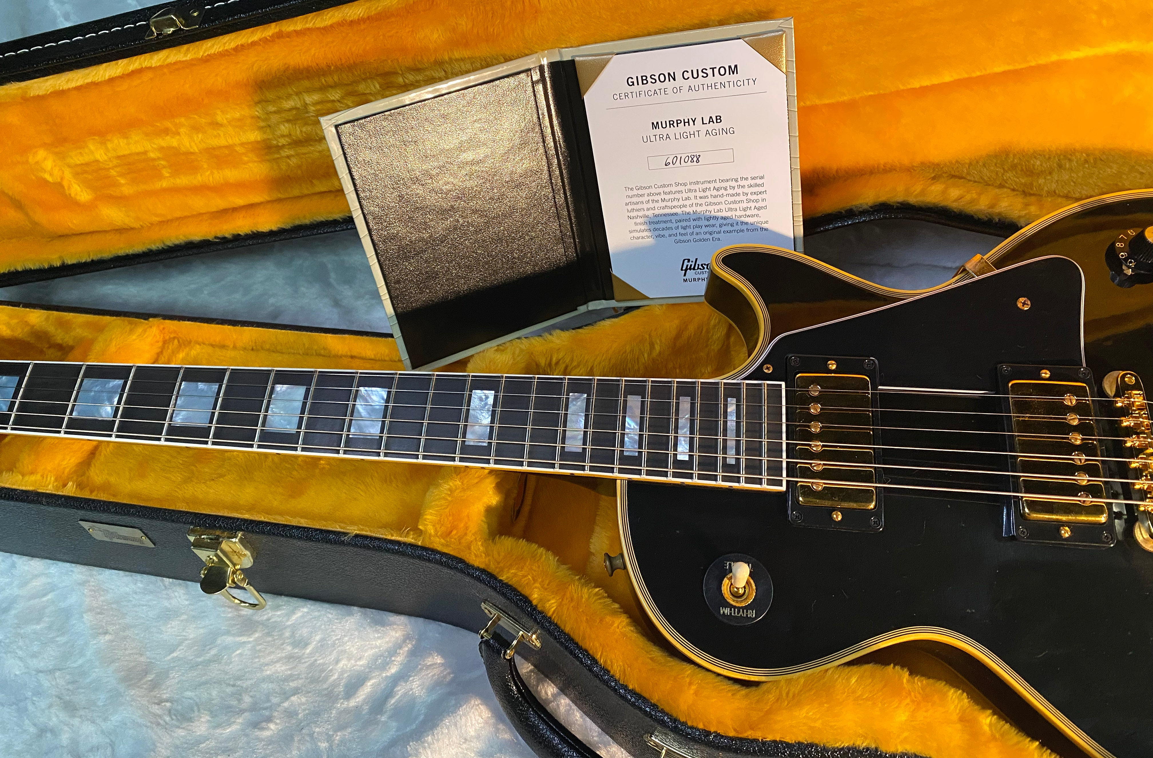 NEW! Gibson Custom Shop Murphy Lab '68 Les Paul Custom Reissue Ultra Light Aged Ebony Authorized Dealer - 9.2 lbs - G06602