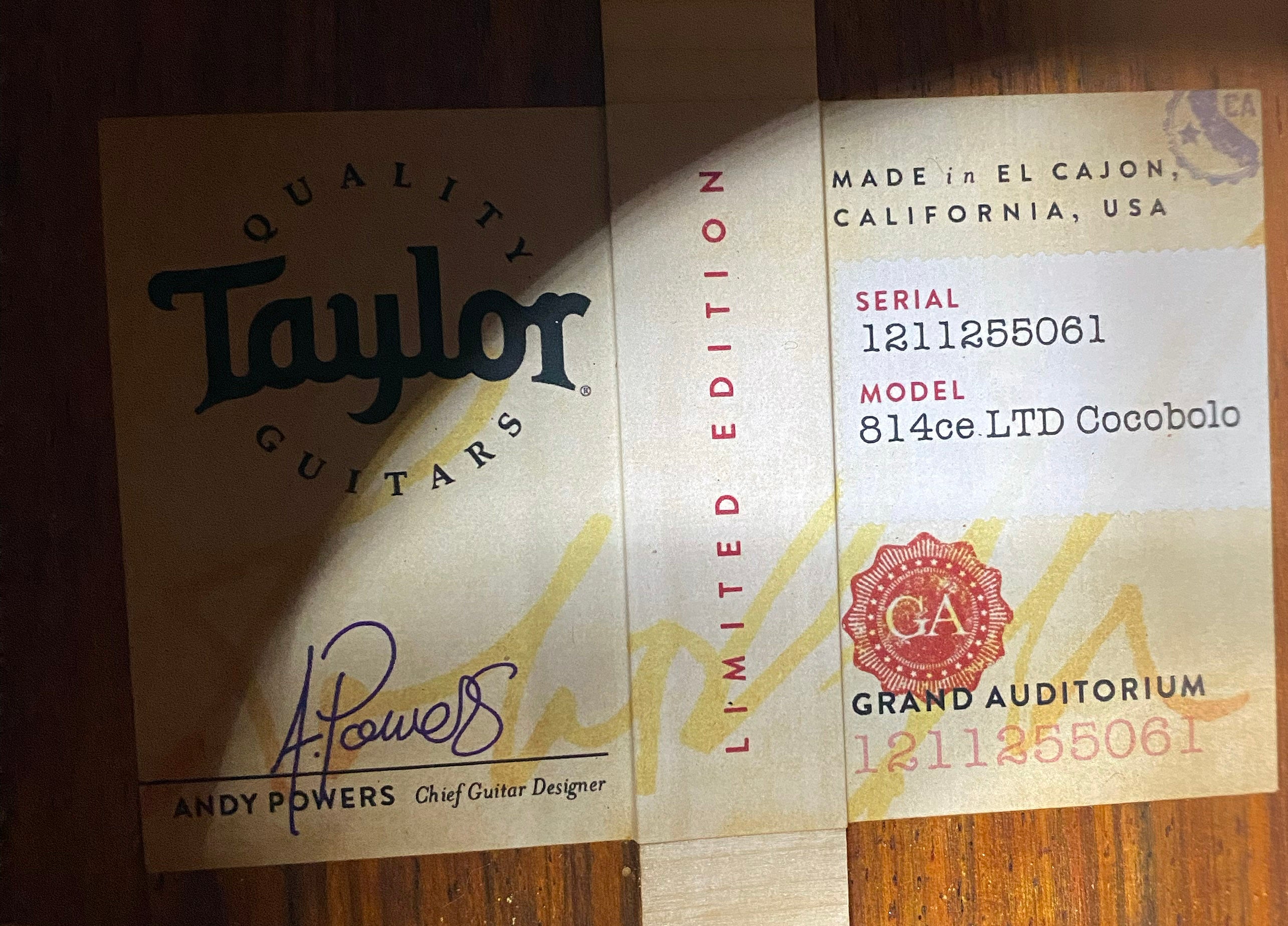 NEW! Taylor 814ce LTD Cocobolo Acoustic-Electric Guitar - Natural Top - Shaded Edgeburst Back & Sides - Authorized Dealer - SAVE! G06612