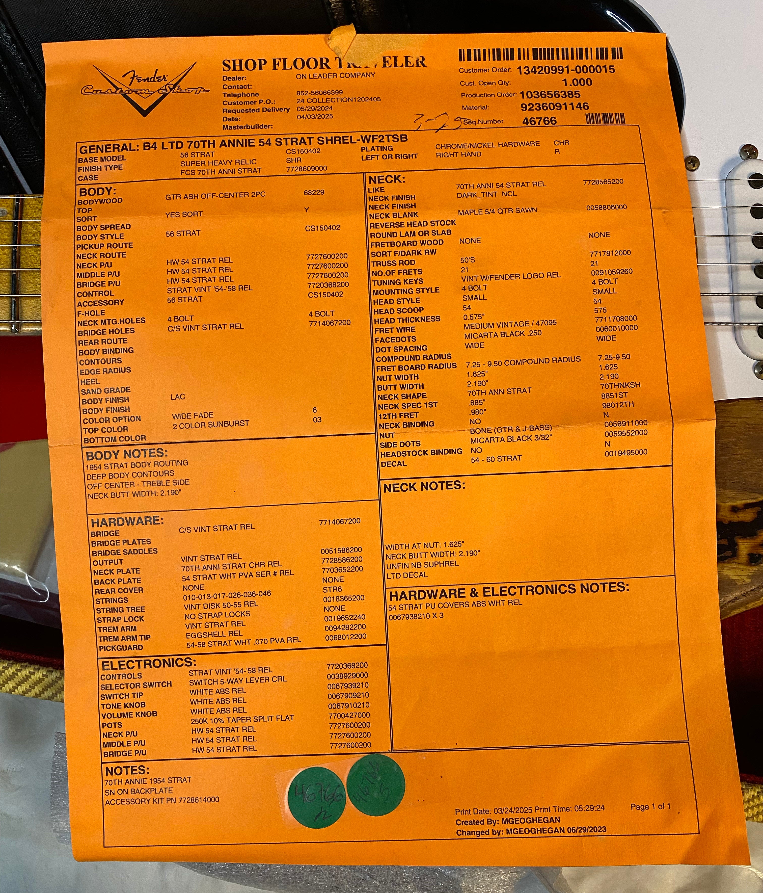 NEW Fender Limited Edition 70th Anniversary 1954 Stratocaster - Super Heavy Relic - Wide-Fade 2-Color Sunburst - Authorized Dealer - 7lbs - G05121