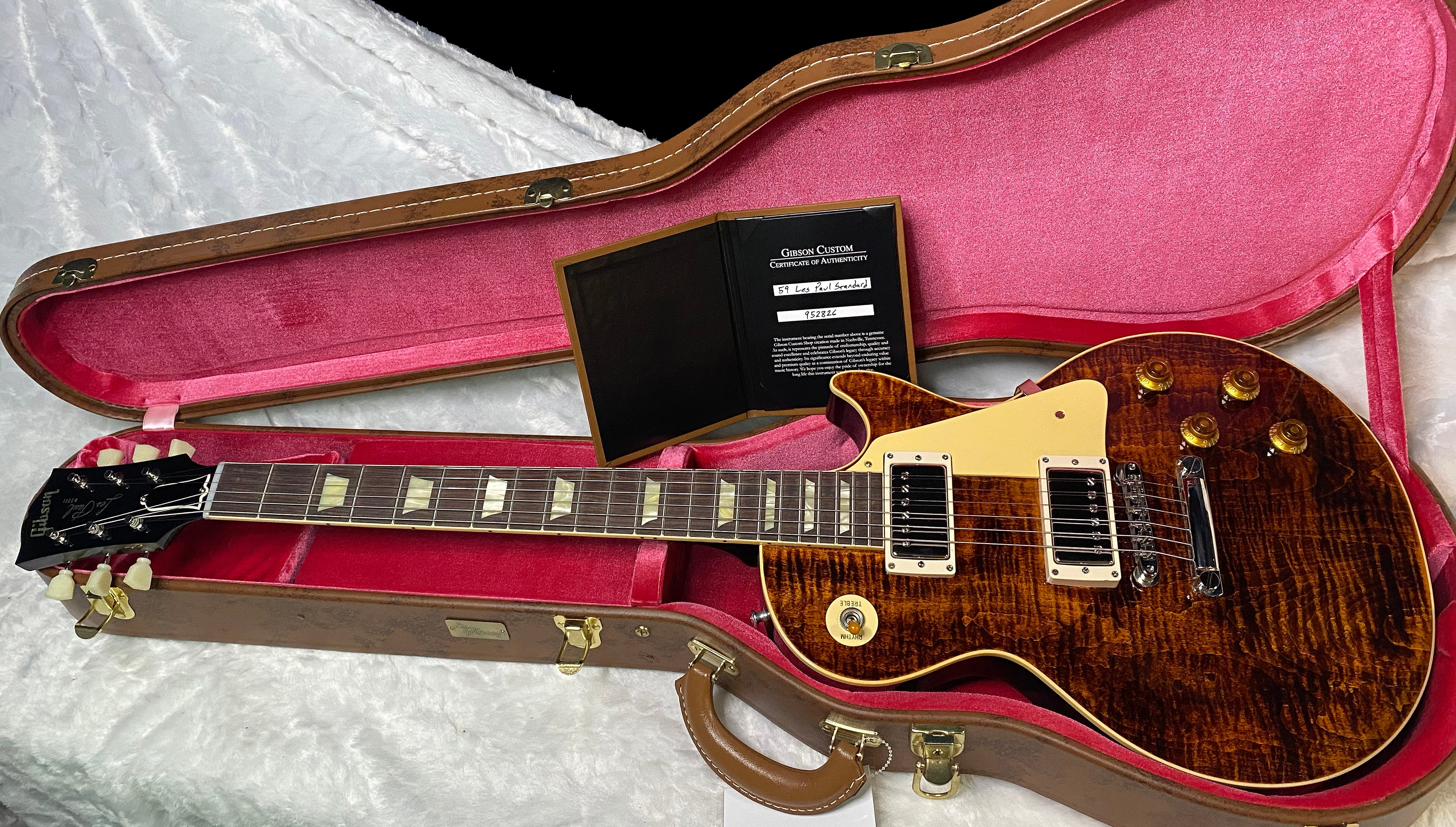 NEW ! Gibson Custom Shop 1959 Les Paul - Warm Amber Gloss Finish - Hand Picked AAAA Flamed Maple Top - One Off! Super RARE! Authorized Dealer - Only 8.5 lbs - G07182
