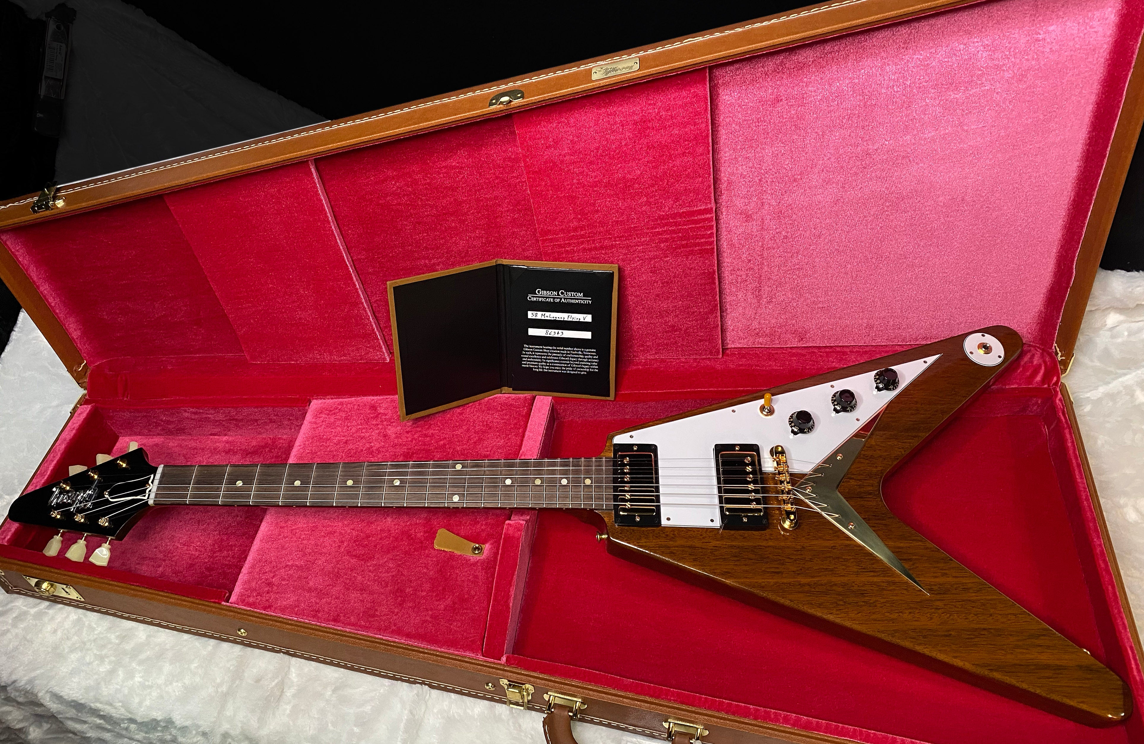 NEW! Gibson Custom 1958 Mahogany Flying V Reissue Electric Guitar - Antique Natural, VOS - WOW - Authorized Dealer - Only 6.3lbs! - G07168