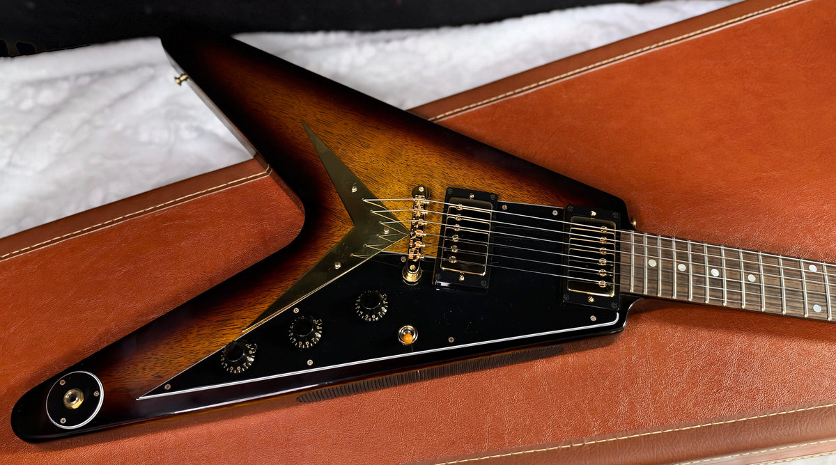 NEW! Gibson Custom 1958 Korina Flying V Reissue Electric Guitar - VOS - Vintage Sunburst - Authorized Dealer - Only 7.4lbs - G07973