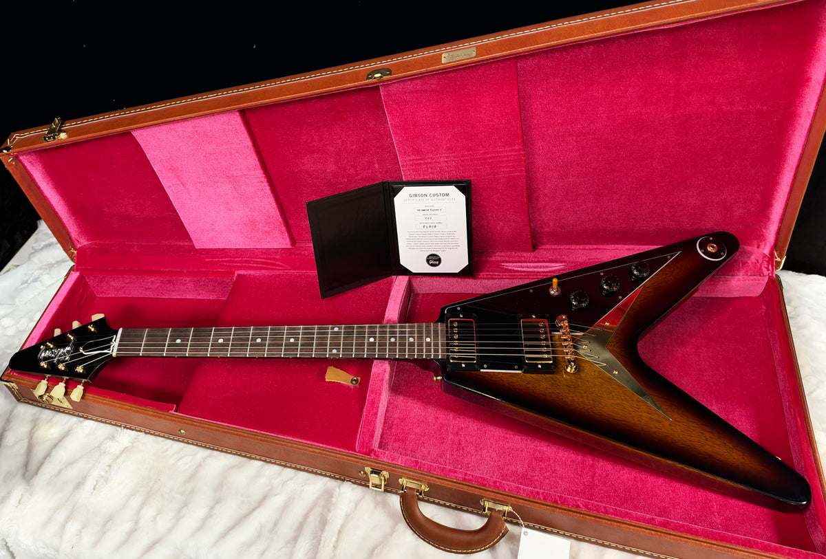 NEW! Gibson Custom 1958 Korina Flying V Reissue Electric Guitar - VOS - Vintage Sunburst - Authorized Dealer - Only 7.4lbs - G07973
