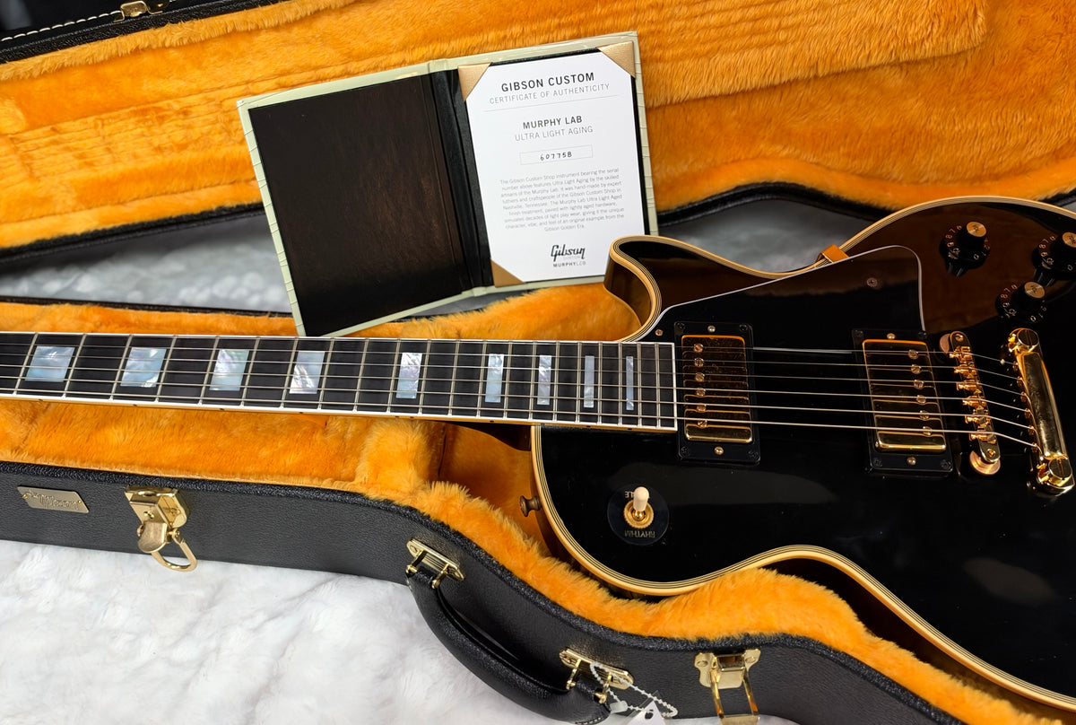 NEW! Gibson Custom Shop Murphy Lab '68 Les Paul Custom Reissue Ultra Light Aged Ebony Authorized Dealer - 9.3 lbs - G07925