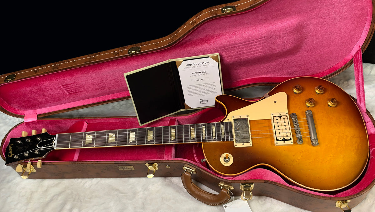 NEW! Gibson Custom Limited Edition 1959 Les Paul Standard Reissue - Birdseye Maple Top - Peach Tea Burst - Light Aged - BOTB Pg 151 - Authorized Dealer - 8.8 lbs - G08025