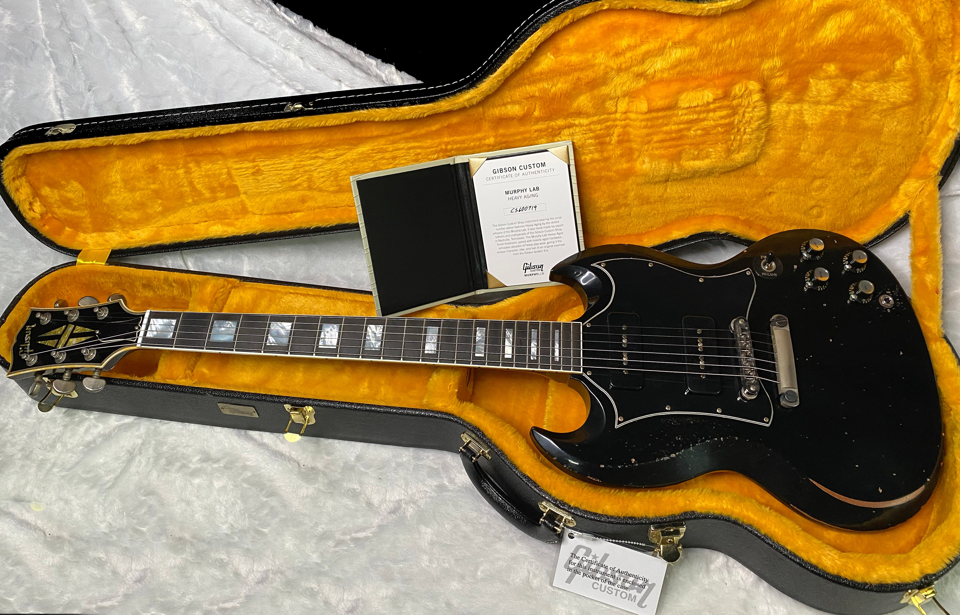 NEW! Gibson Custom Shop SG Custom Batwing P-90 - Murphy Lab Heavy Aged - Ebony Finish - Authorized Dealer - 7.65 lbs - G07239