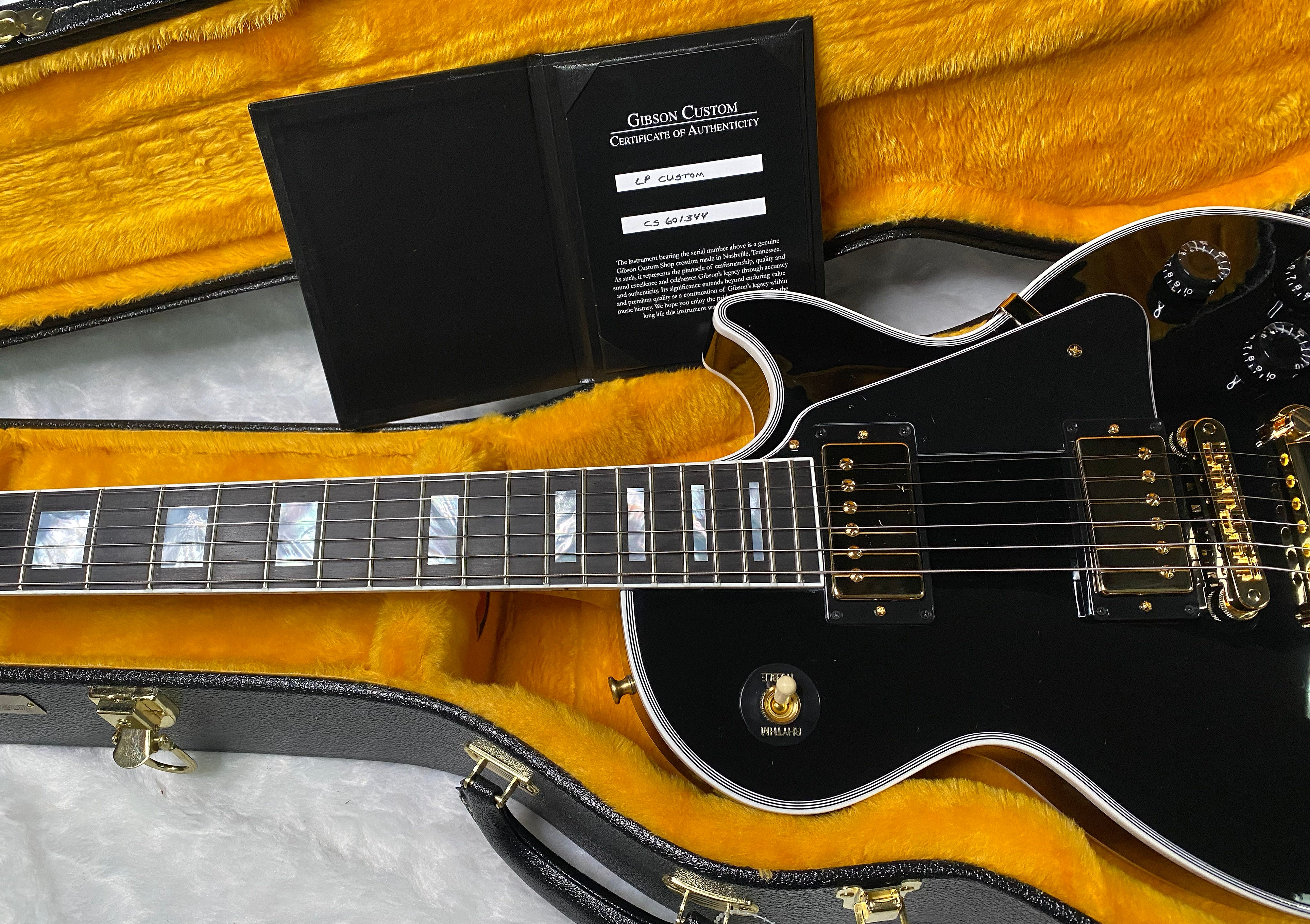 NEW! Gibson Custom Les Paul Custom Long Scale Electric Guitar - Ebony - Authorized Dealer - 10.6 lbs WOW - G07238