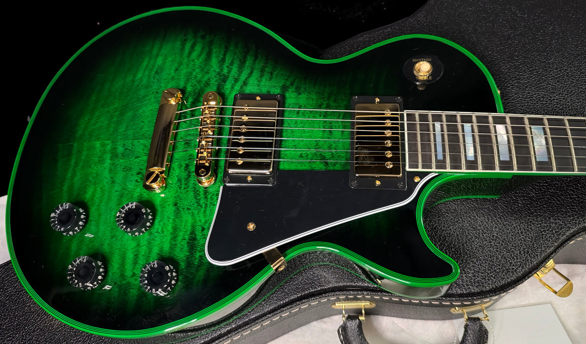 NEW! Gibson Dealer Select Custom Shop Les Paul Custom Green Widow AAA Figured Flame Top - Authorized Dealer - 9.9 lbs - G07917
