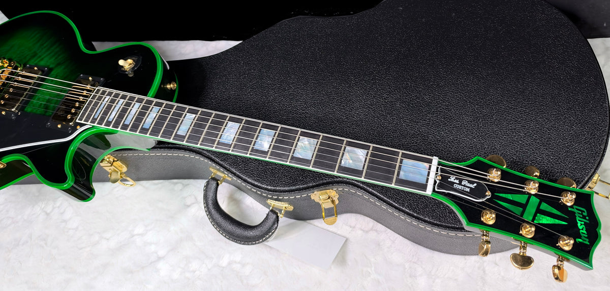 NEW! Gibson Dealer Select Custom Shop Les Paul Custom Green Widow AAA Figured Flame Top - Authorized Dealer - 9.9 lbs - G07917