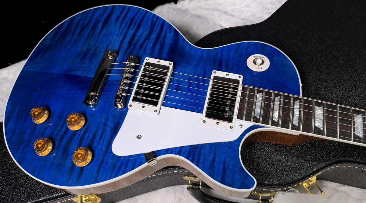NEW! Gibson Custom Les Paul Standard Electric Guitar - Trans Blue - 9.3lbs - Authorized Dealer - G08015