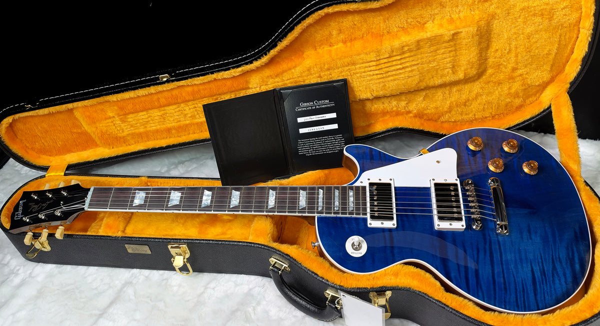 NEW! Gibson Custom Les Paul Standard Electric Guitar - Trans Blue - 9.3lbs - Authorized Dealer - G08015