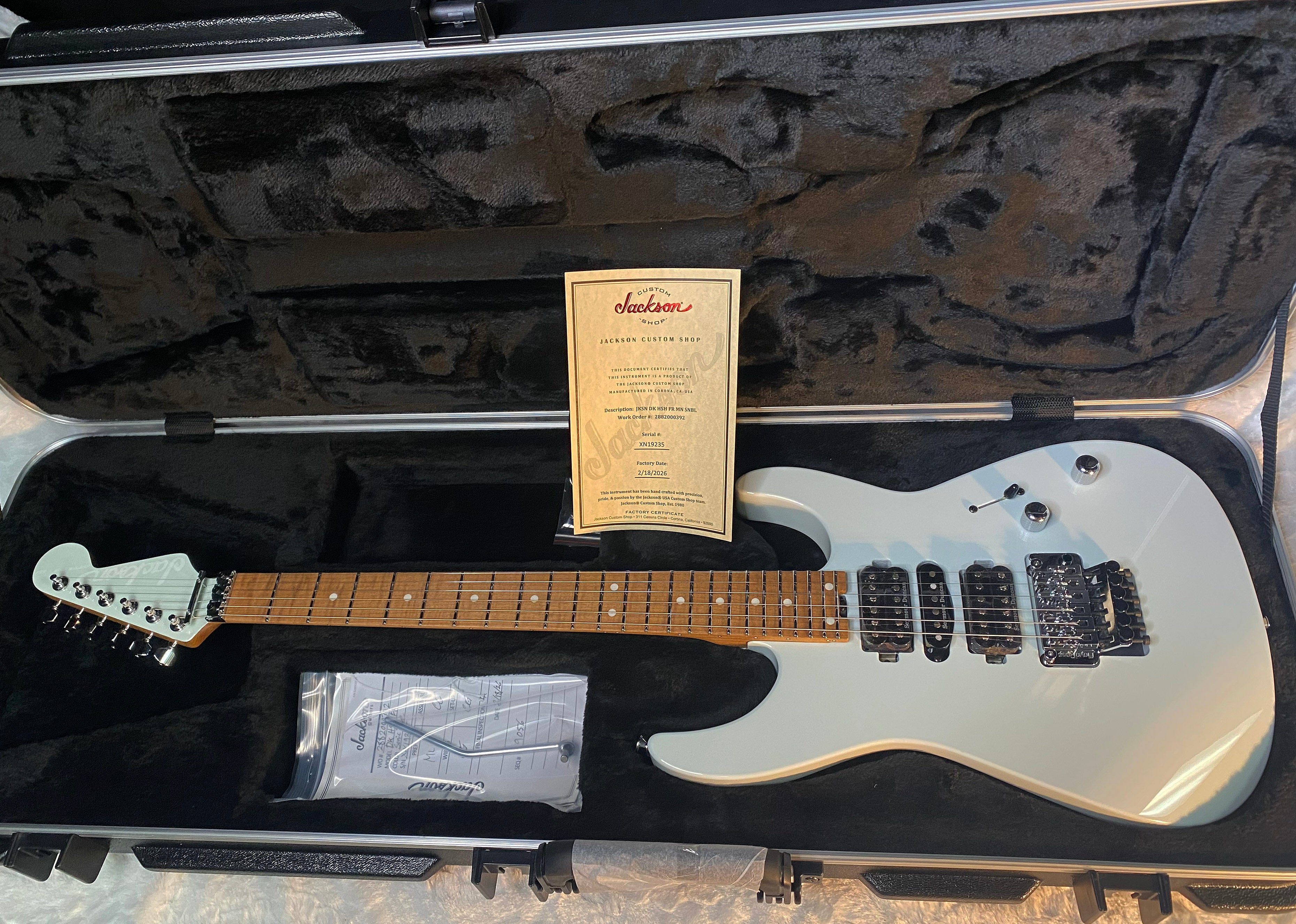 NEW ! Jackson Custom Shop Dinky HSH - Roasted Maple Neck & Fretboard - DK - Sonic Blue - Authorized Dealer - 7.9 lbs - G06640