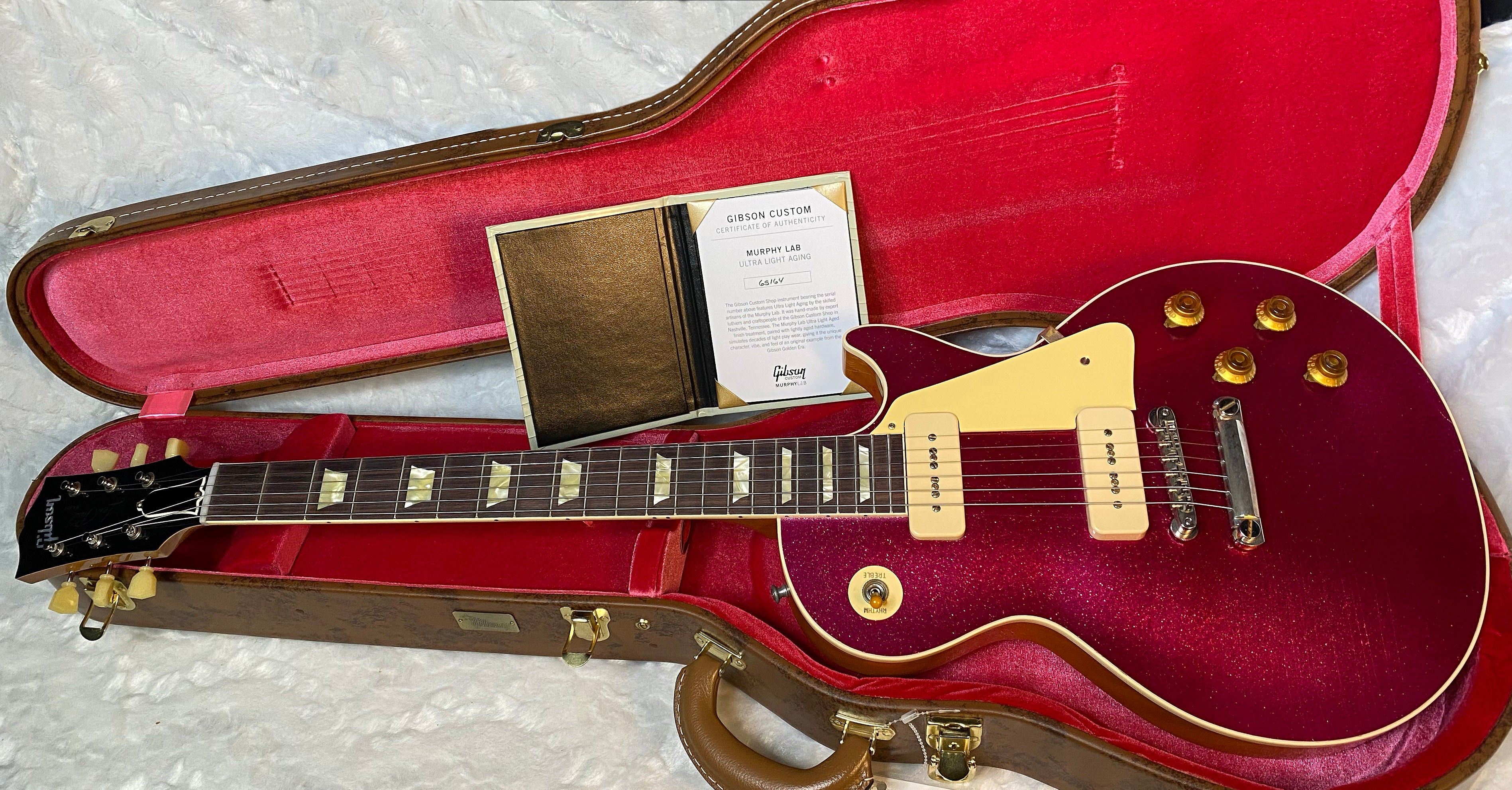 NEW ! Gibson Custom Shop Murphy Lab '56 Les Paul - All Pink Sparkle Reissue - Ultra Light Aged - 8.5 lbs - Authorized Dealer - G05152