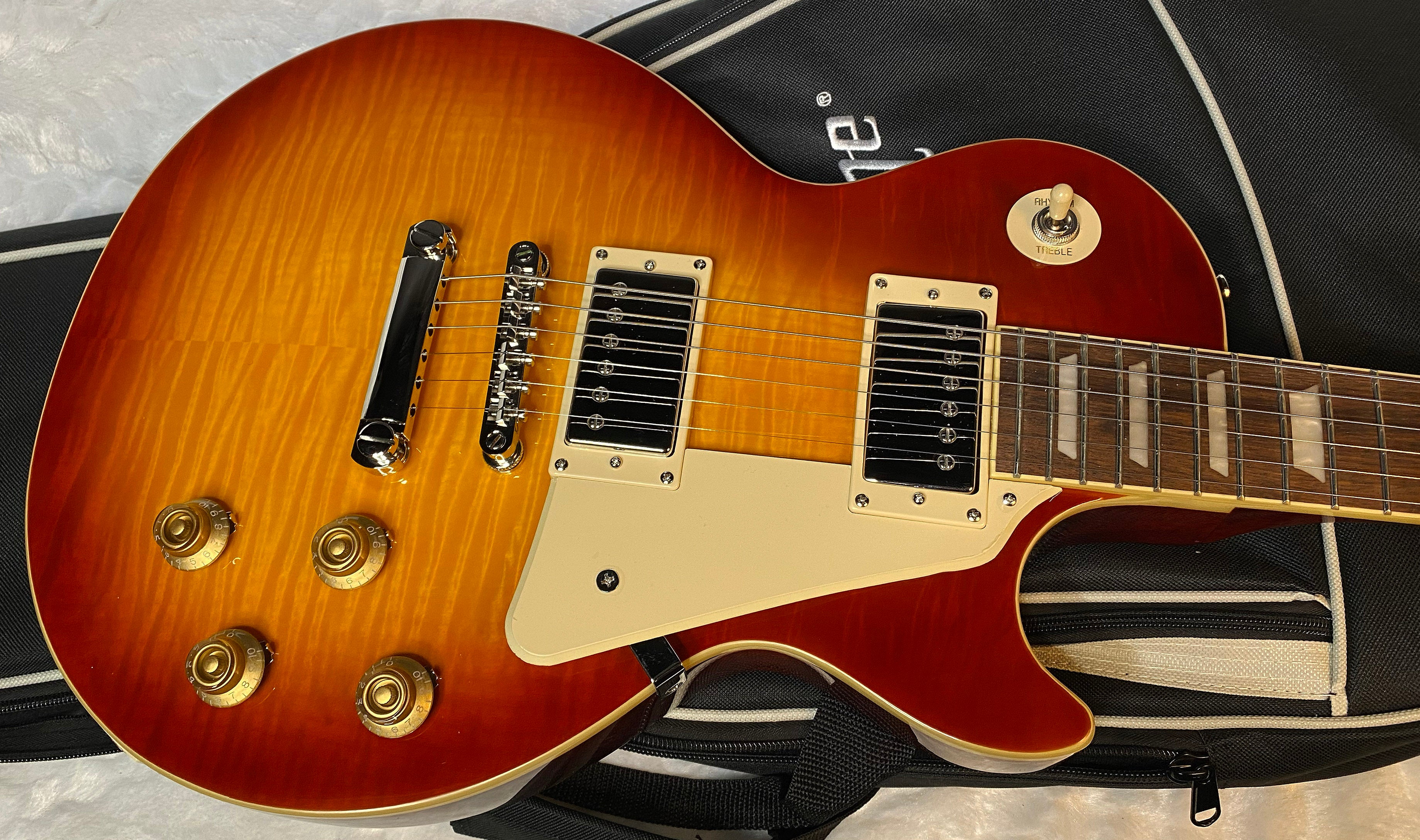 Epiphone Les Paul Standard '50s Electric Guitar - Washed Cherry Sunburst - Beautiful Flame - Only 8.7lbs - Gig Bag - Authorize Dealer - G05178